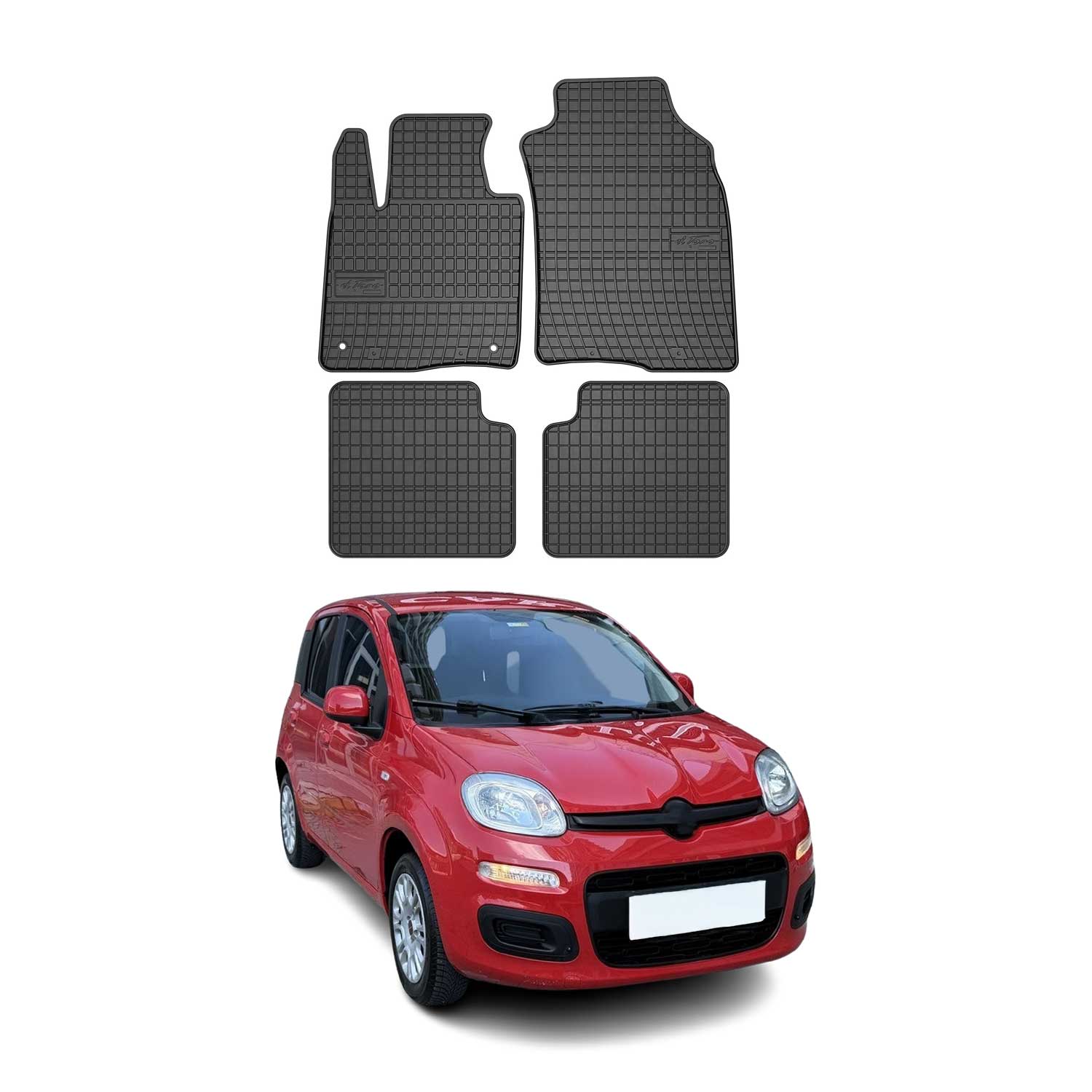 OMAC Alfombrillas De Coche para Fiat Panda 2011-2021 Negro Goma 4Pza
