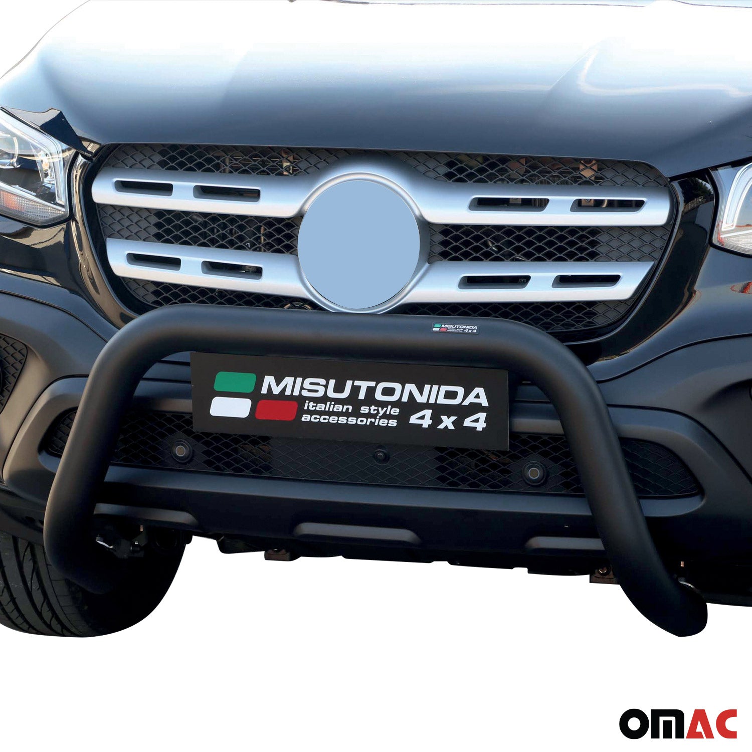 Bull Barra Frontal para Mercedes X Class 2017-2020 Negro Brillante Acero