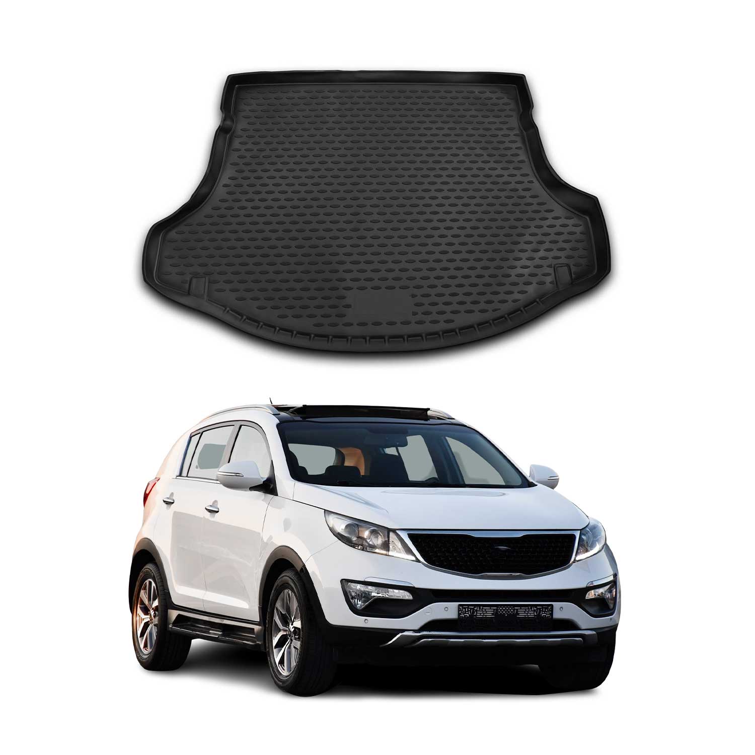 OMAC Bandeja Maletero Alfombrilla para Kia Sportage 2010-2015 Negro Goma TPE