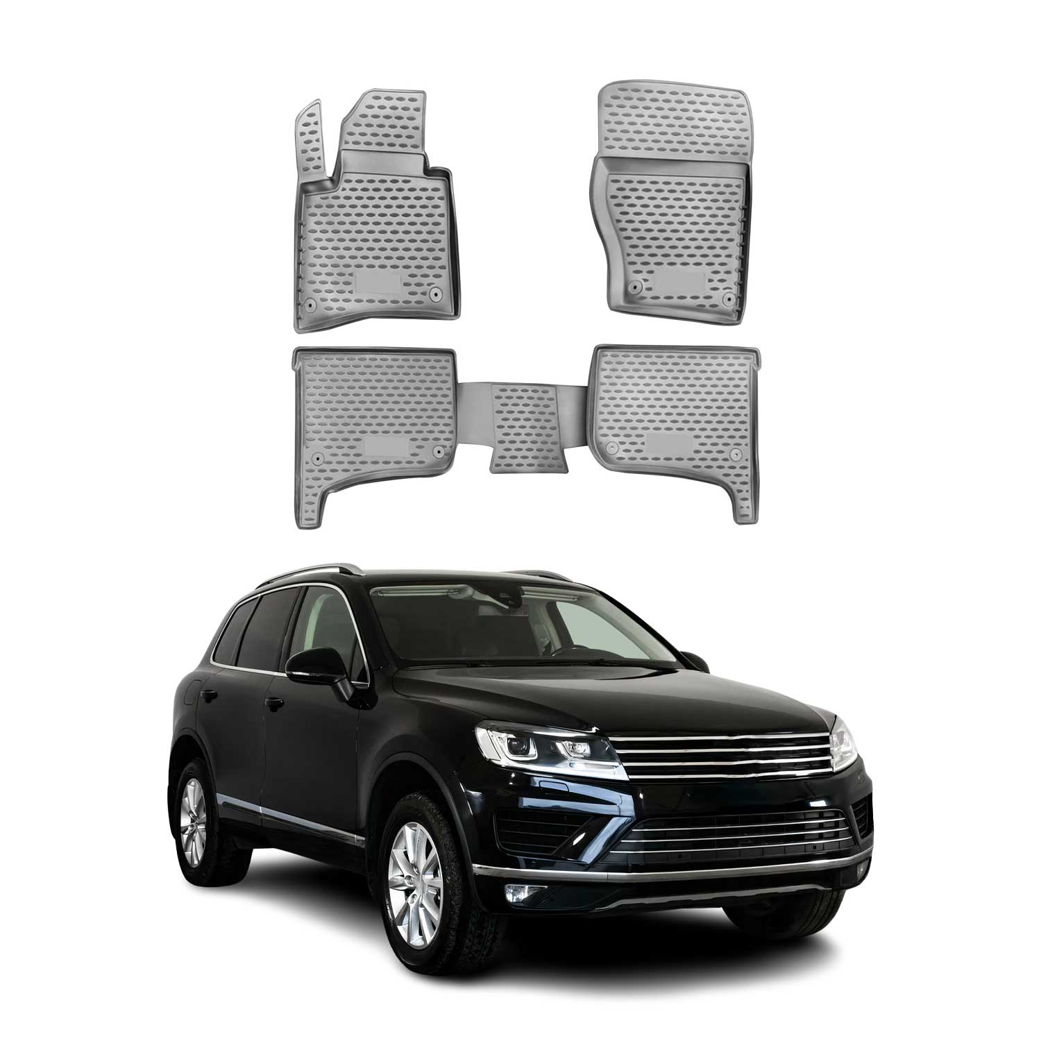 OMAC Alfombrillas De Coche para VW Touareg 2010-2018 Gris Goma TPE 4Pza