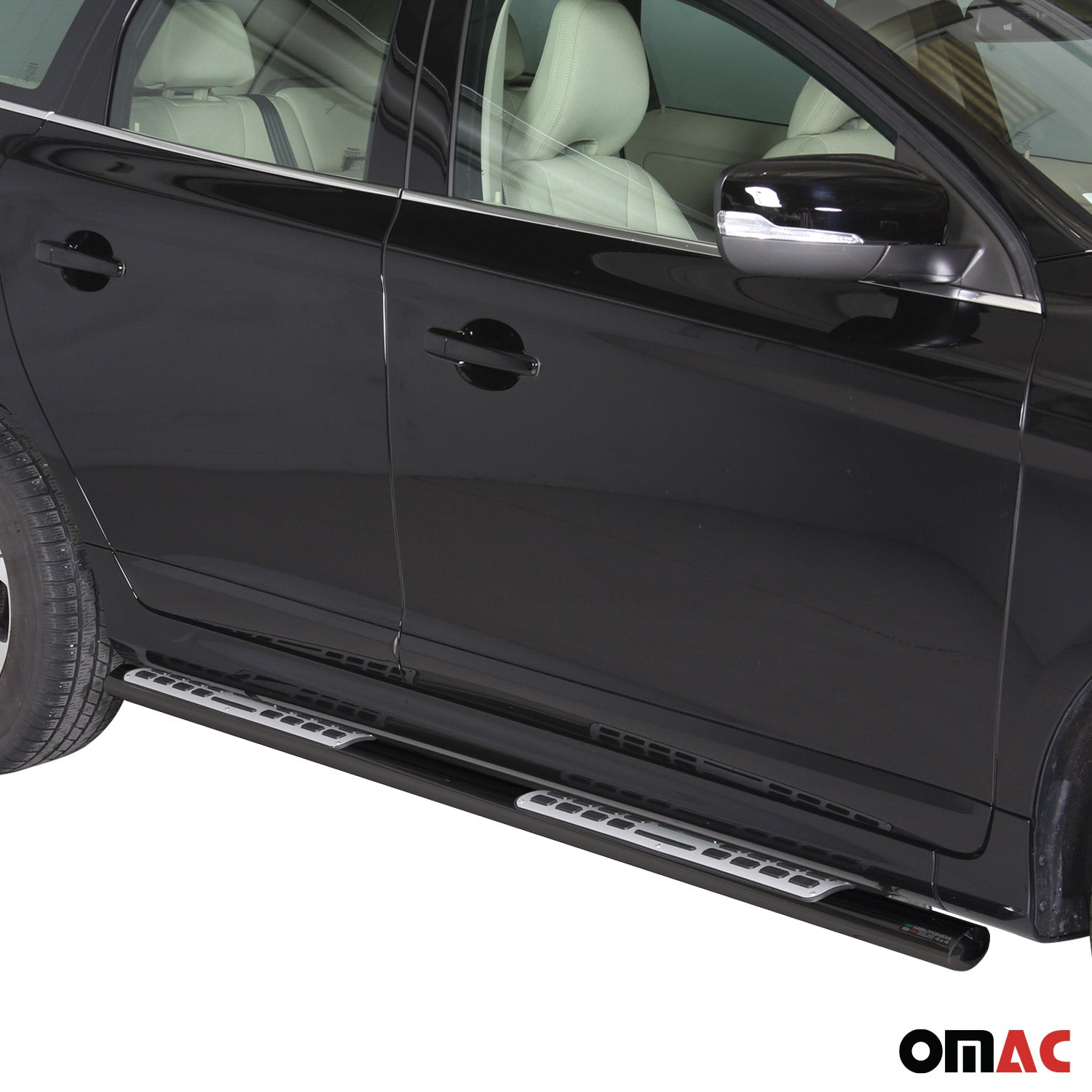 Par de Estribos Barras Laterales para Volvo XC60 2014-2017 Negro Brillante Acero