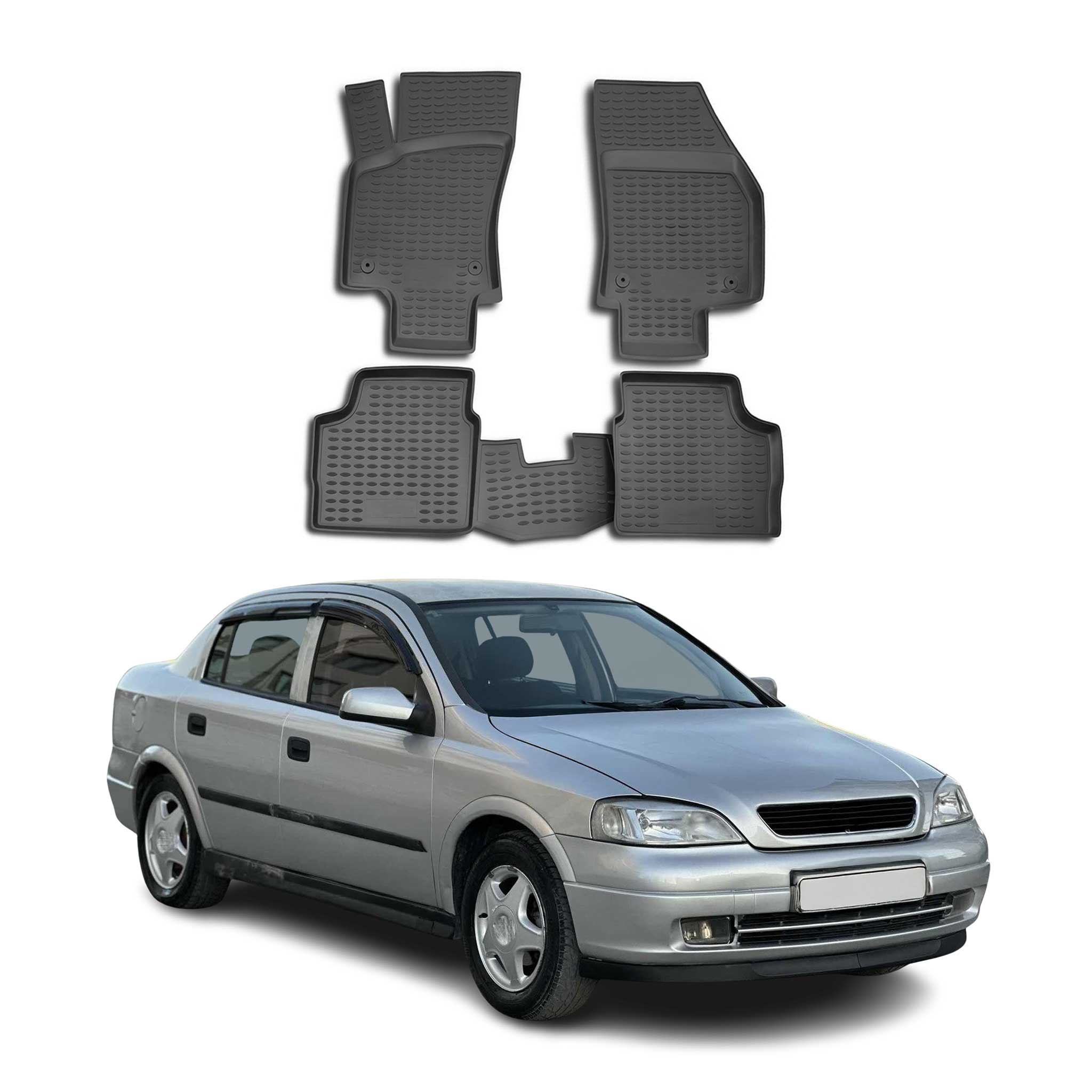 OMAC Alfombrillas De Coche para Opel Astra H Sedán 2007-2014 Negro Goma TPE 4Pza