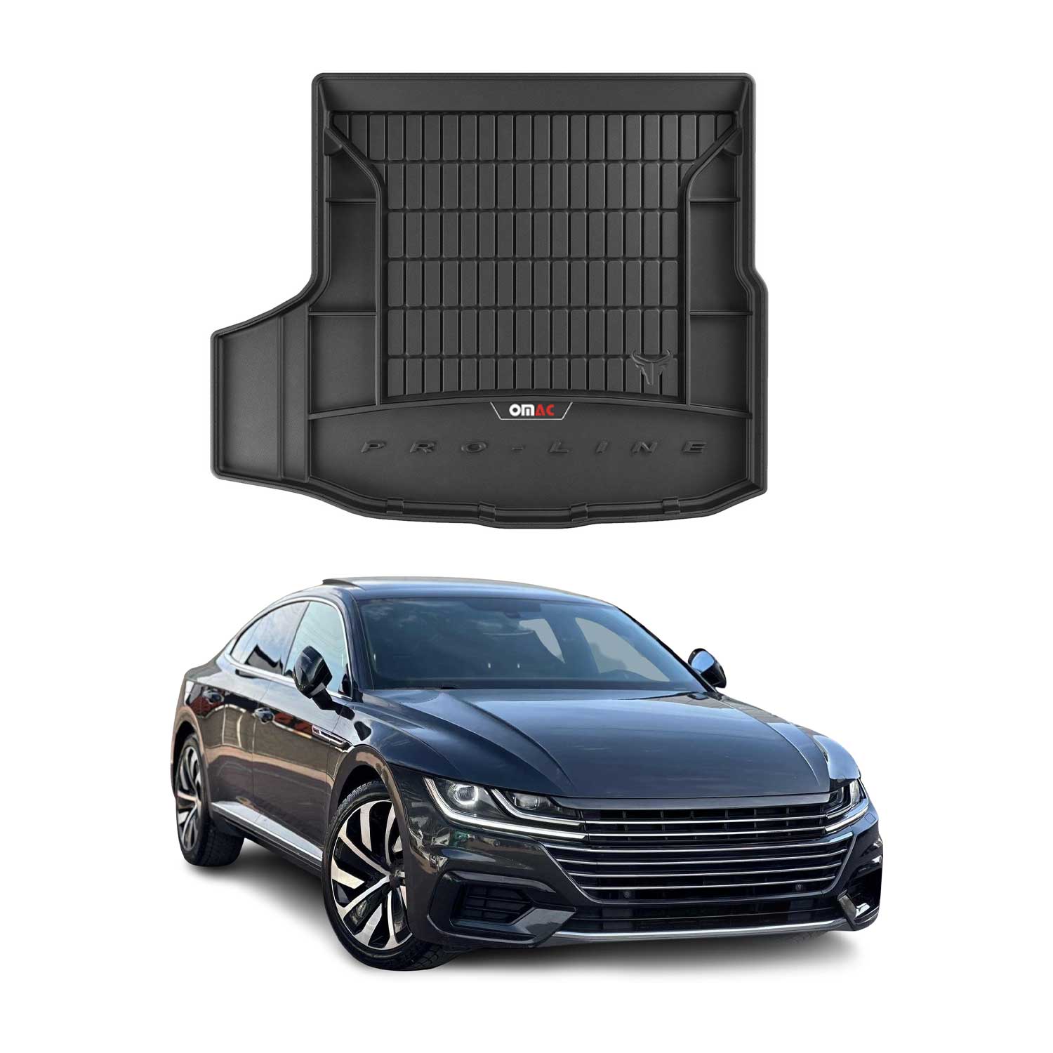 OMAC Premium Bandeja Maletero Alfombrilla para VW Arteon 2017-2025 Negro TPE