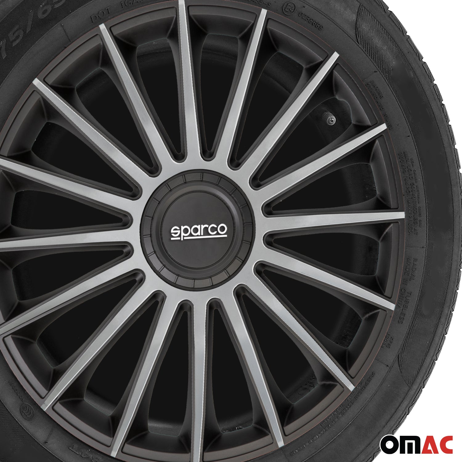 Sparco Treviso Tapacubos 16" pulgadas Universal Negro Plata ABS Plástico