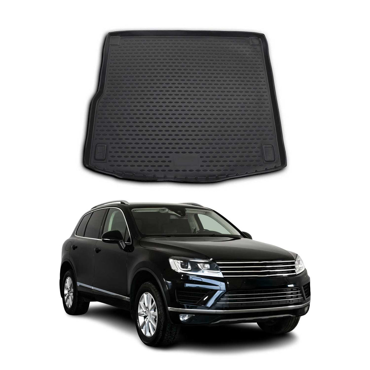 OMAC Bandeja Maletero Alfombrilla para VW Touareg 2010-2014 Negro Goma TPE 1Pza