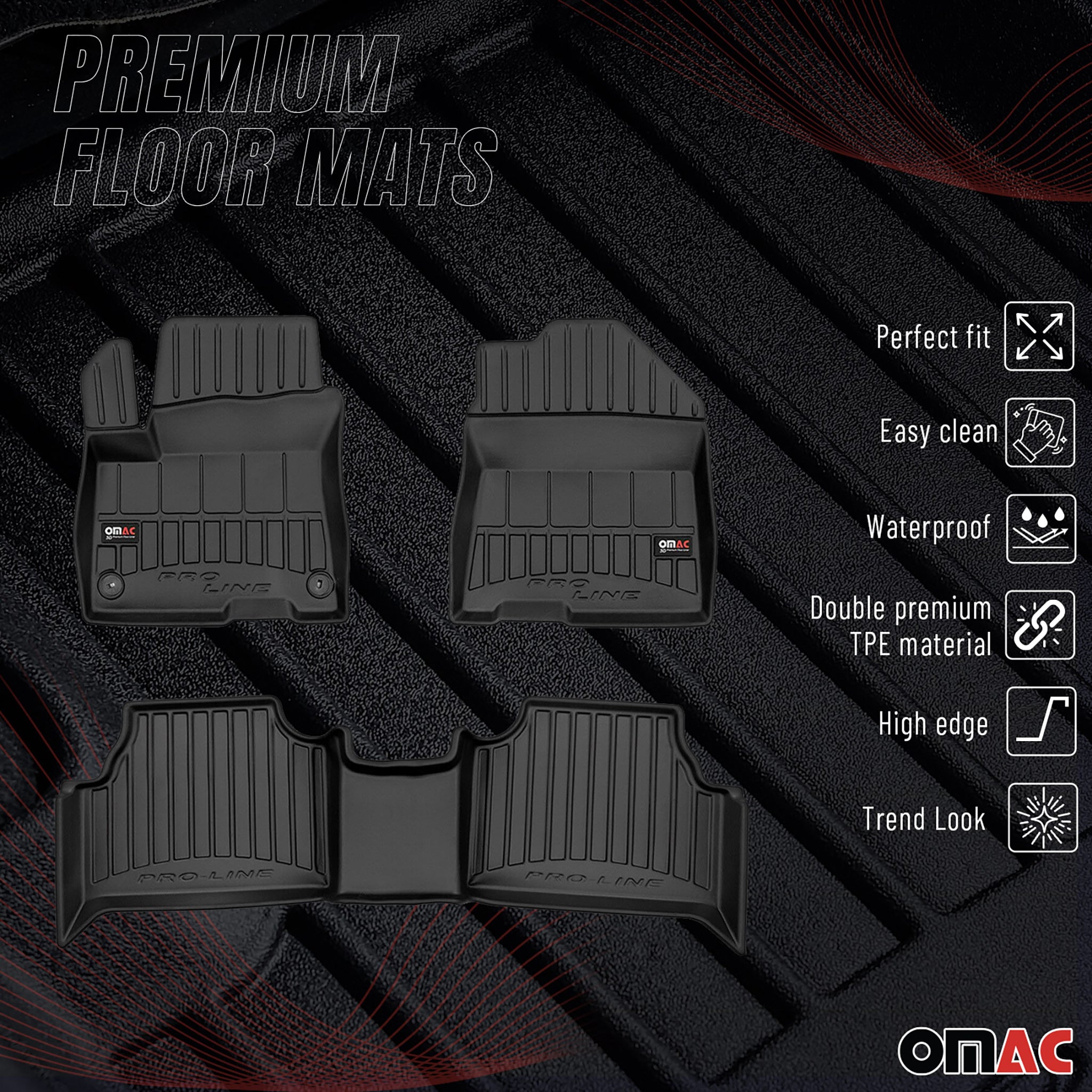 OMAC Premium Alfombrillas De Coche para Hyundai Kona Electric mk1 2018-2023 Goma