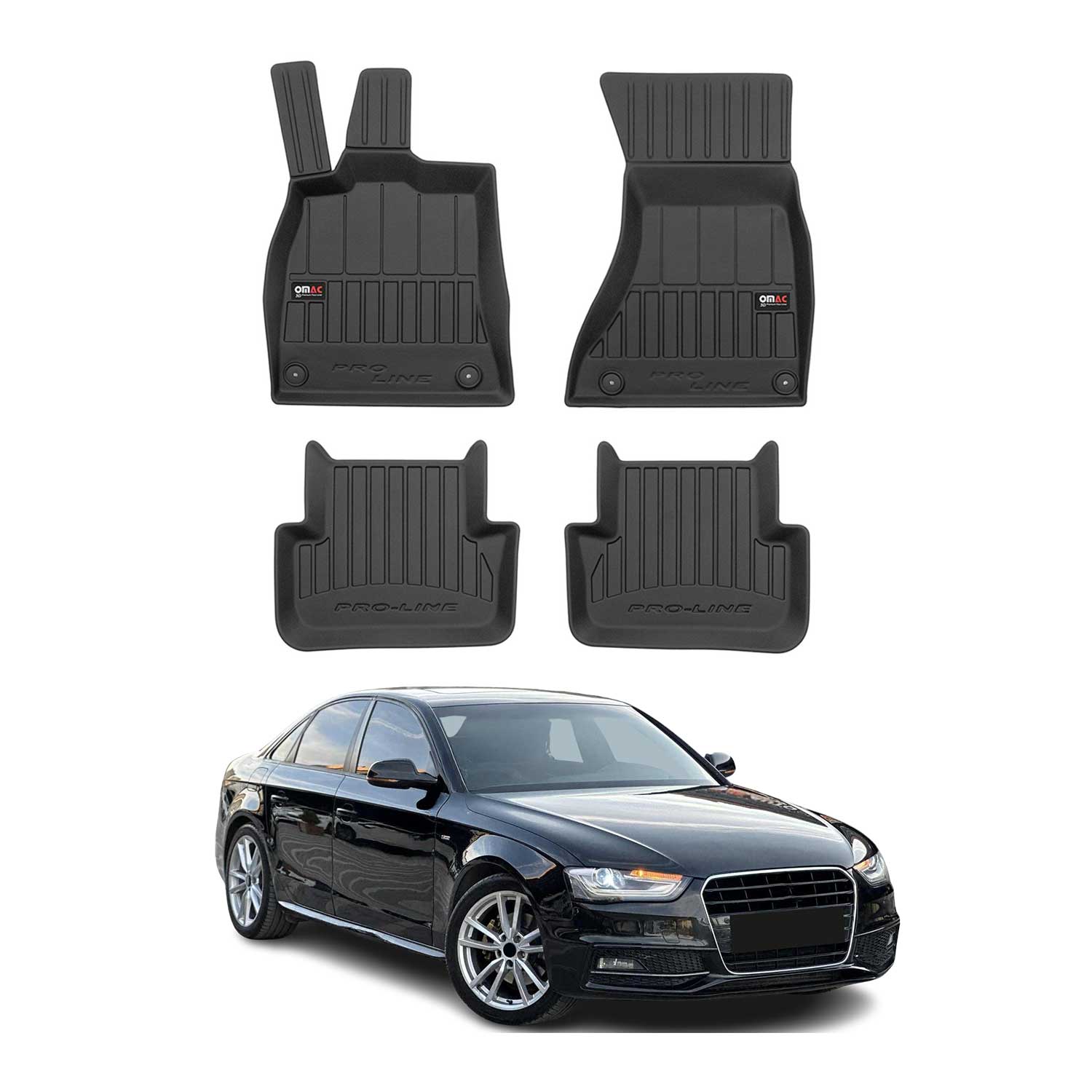 OMAC Premium Alfombrillas De Coche para Audi A4 B8 Familiar Sedán 2007-2016 Goma