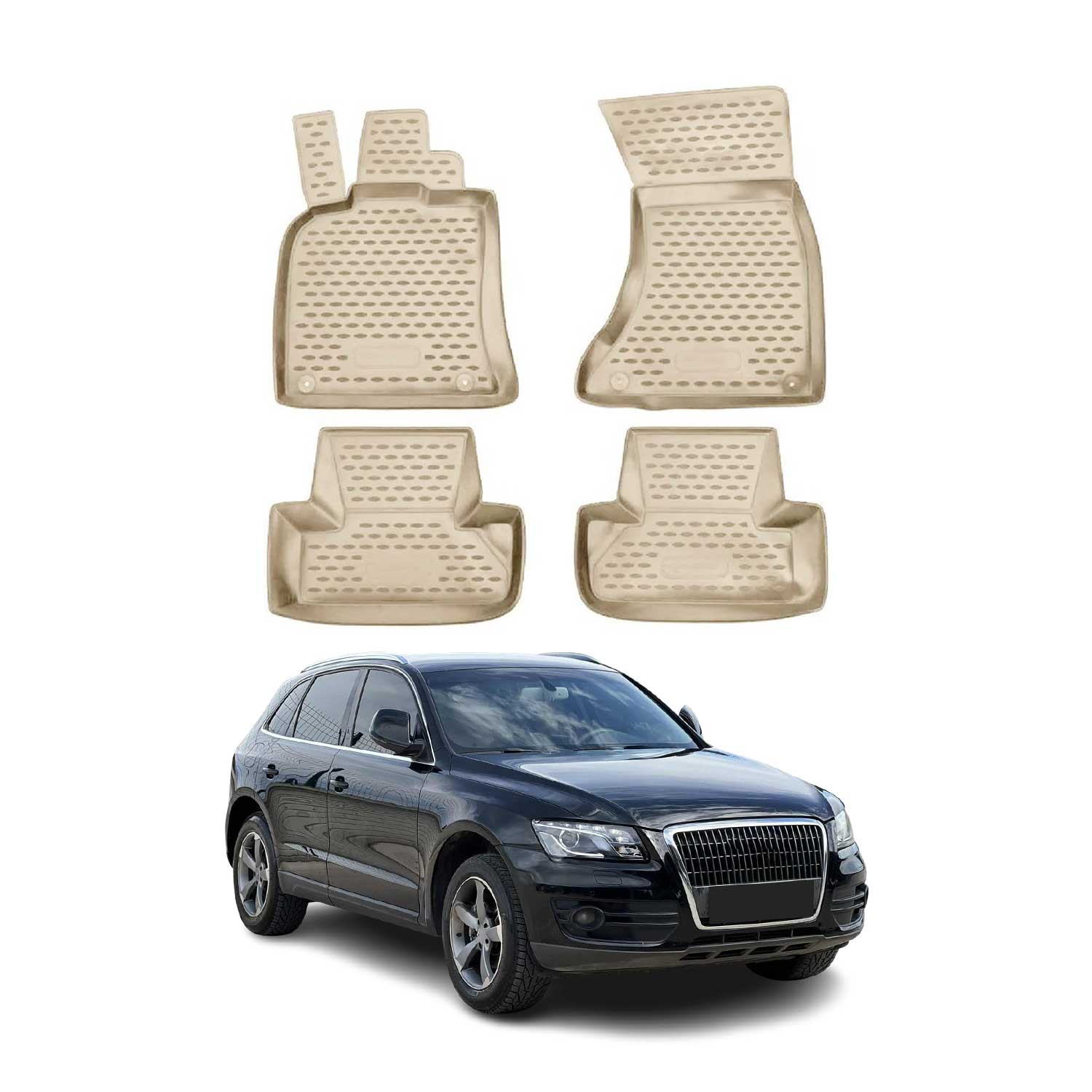 OMAC Alfombrillas De Coche para Audi Q5 8R 2008-2017 Beige Goma TPE 4Pza