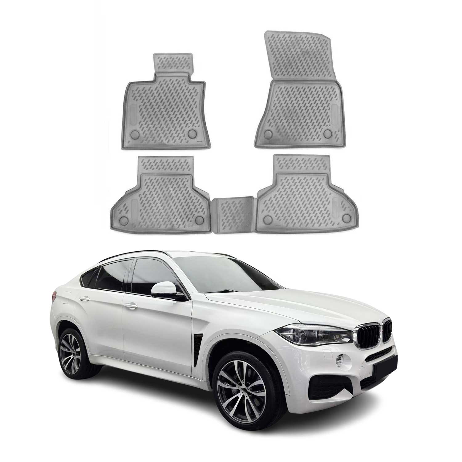OMAC Alfombrillas De Coche para BMW X6 F16 F86 2014-2019 Gris Goma 4Pza