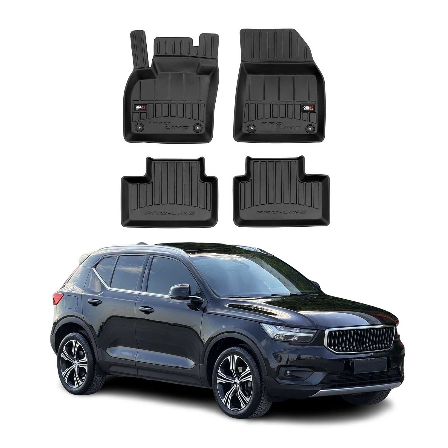 OMAC Premium Alfombrillas De Coche para Volvo XC40 2017-2024 Negro TPE Goma 4Pza