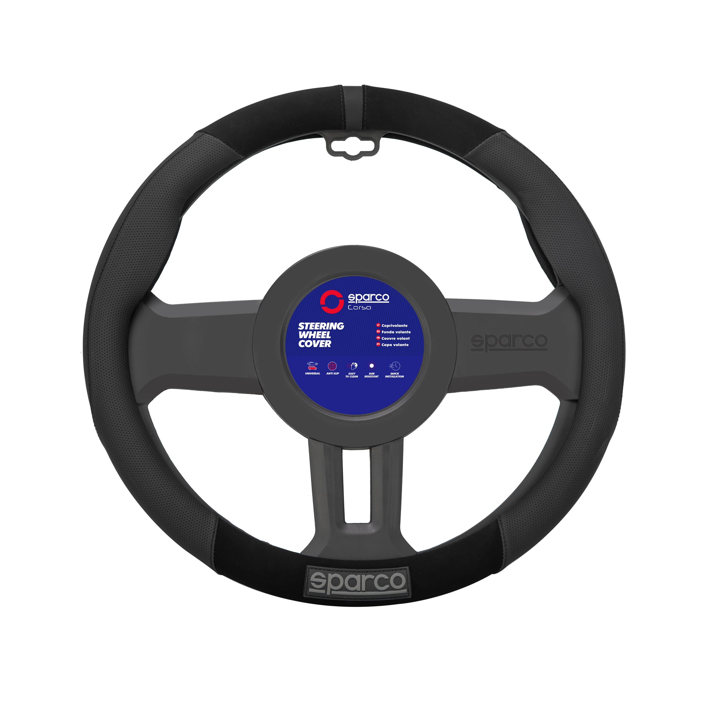Sparco Cubierta de Para Volante de Automóvil Universal Goma Negro
