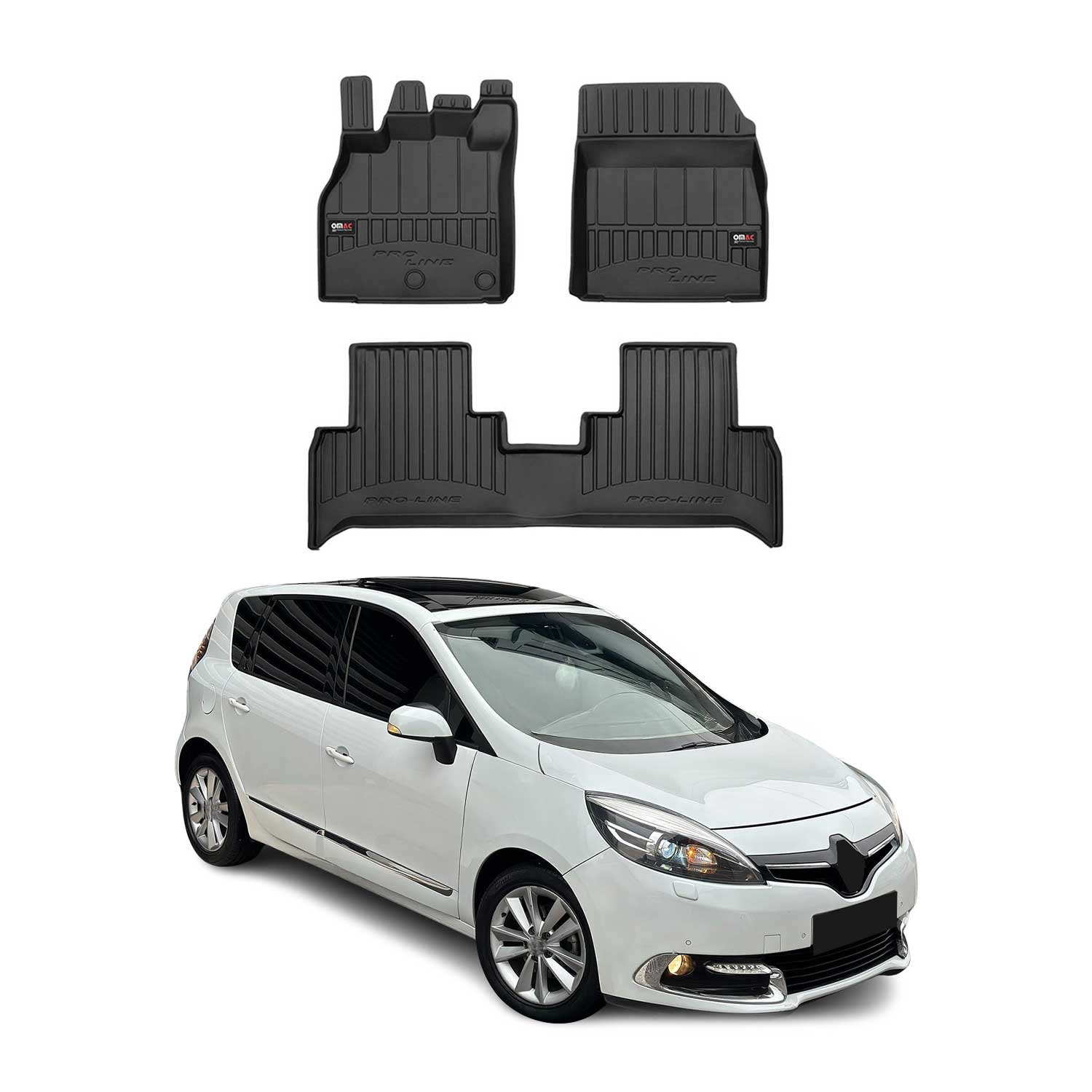 OMAC Premium Alfombrillas De Coche para Renault Grand Scenic JZ 2009-2016 TPE 3x