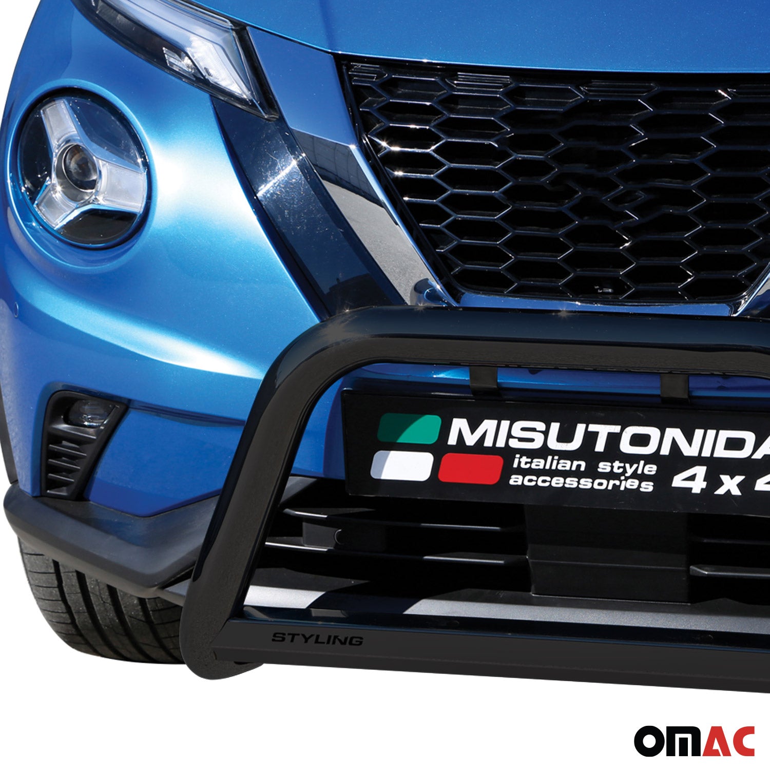 Bull Barra Frontal para Nissan Juke 2020-2025 Negro Brillante Acero 1Pza