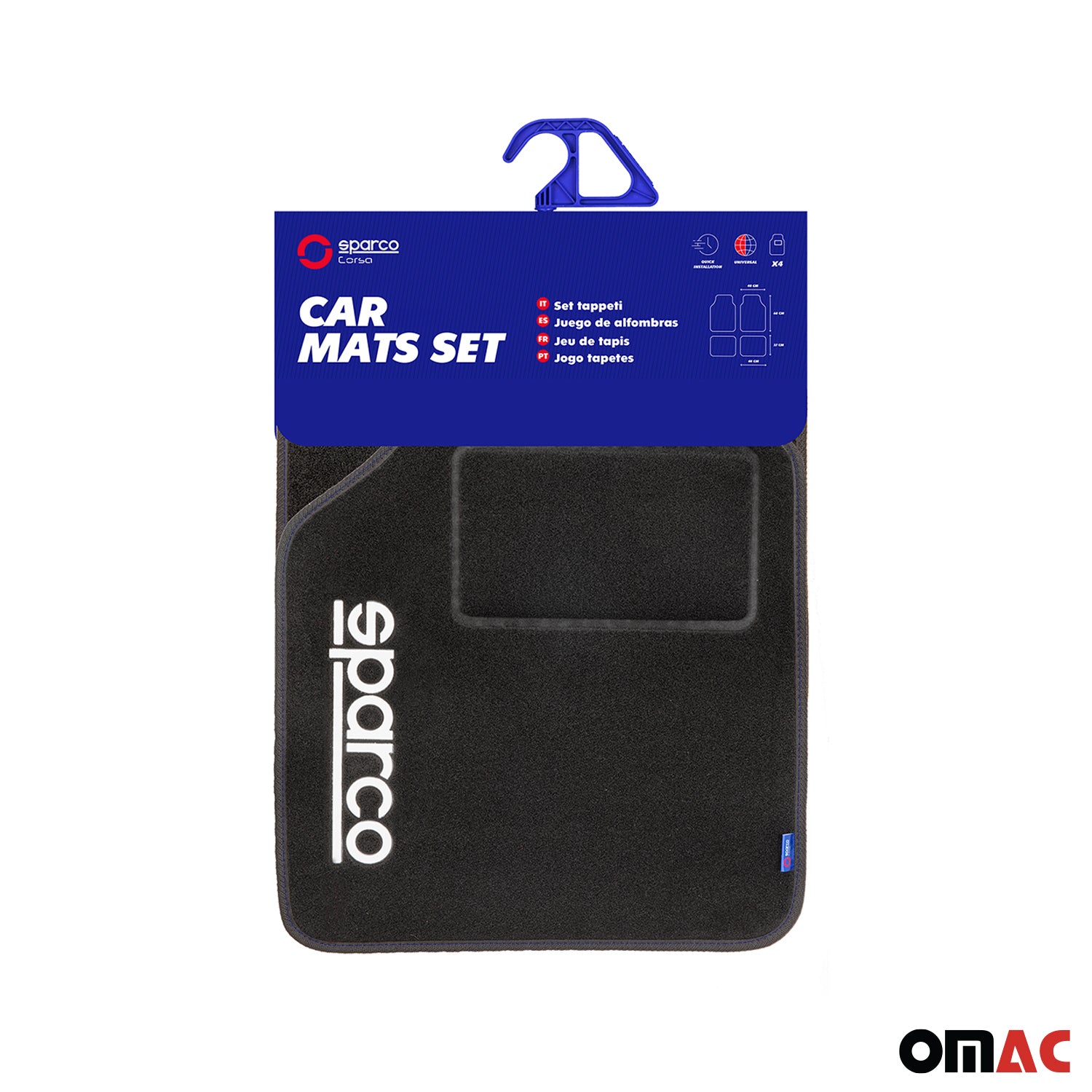 Sparco Alfombrillas De Coche Universal Negro Azul Poliéster
