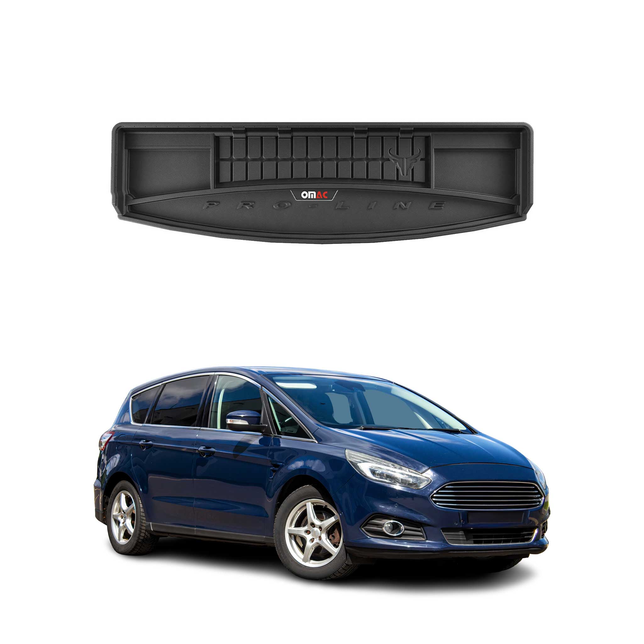 OMAC Premium Bandeja Maletero Alfombrilla para Ford S-Max 2015-2024 7Asiento