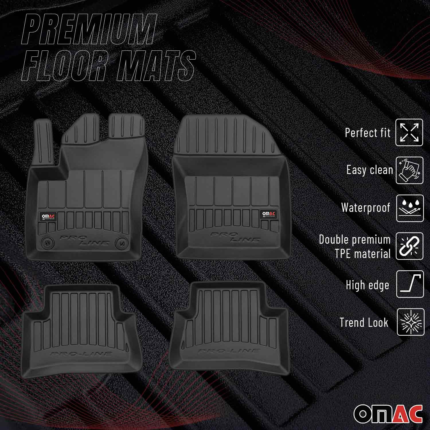 OMAC Premium Alfombrillas De Coche para Toyota C-HR 2016-2024 Negro TPE Goma 4x
