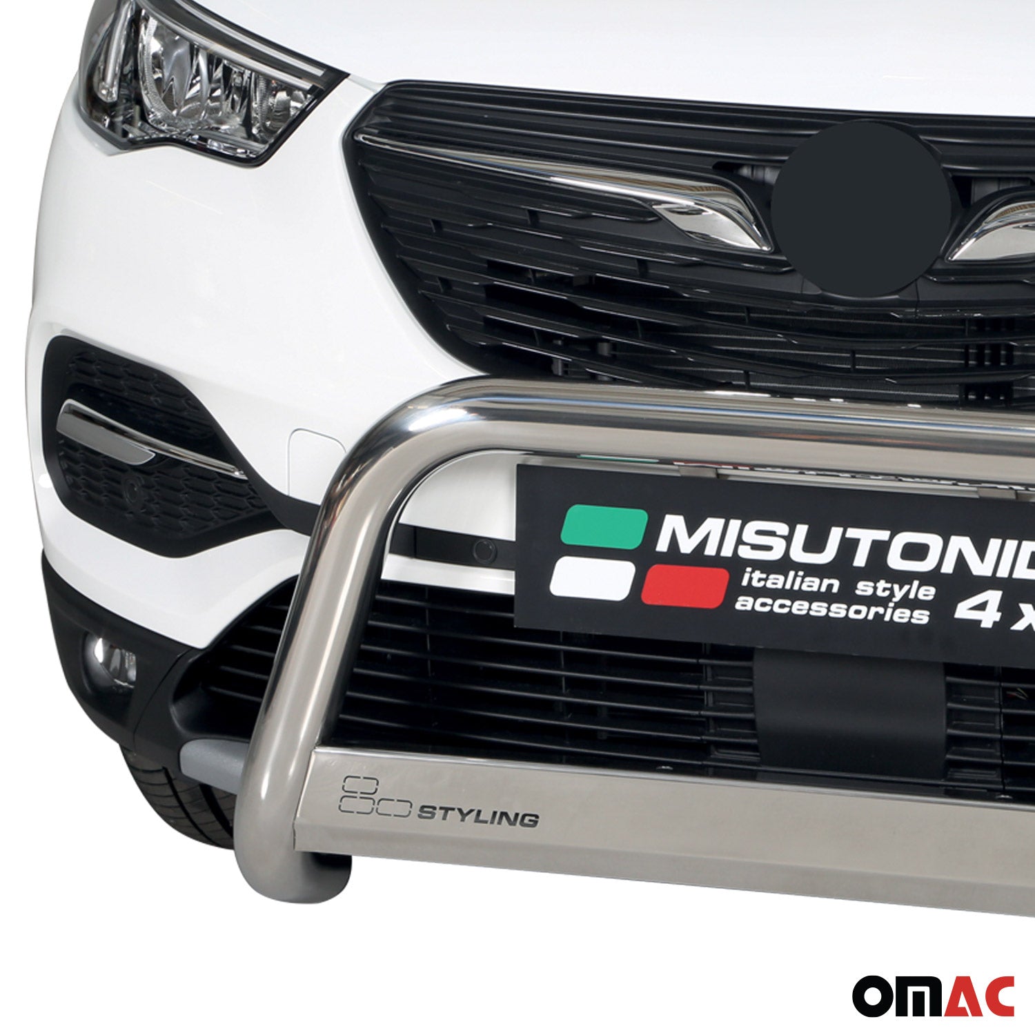 Bull Barra Frontal para Opel Grandland X Plata Brillante Acero 1Pza