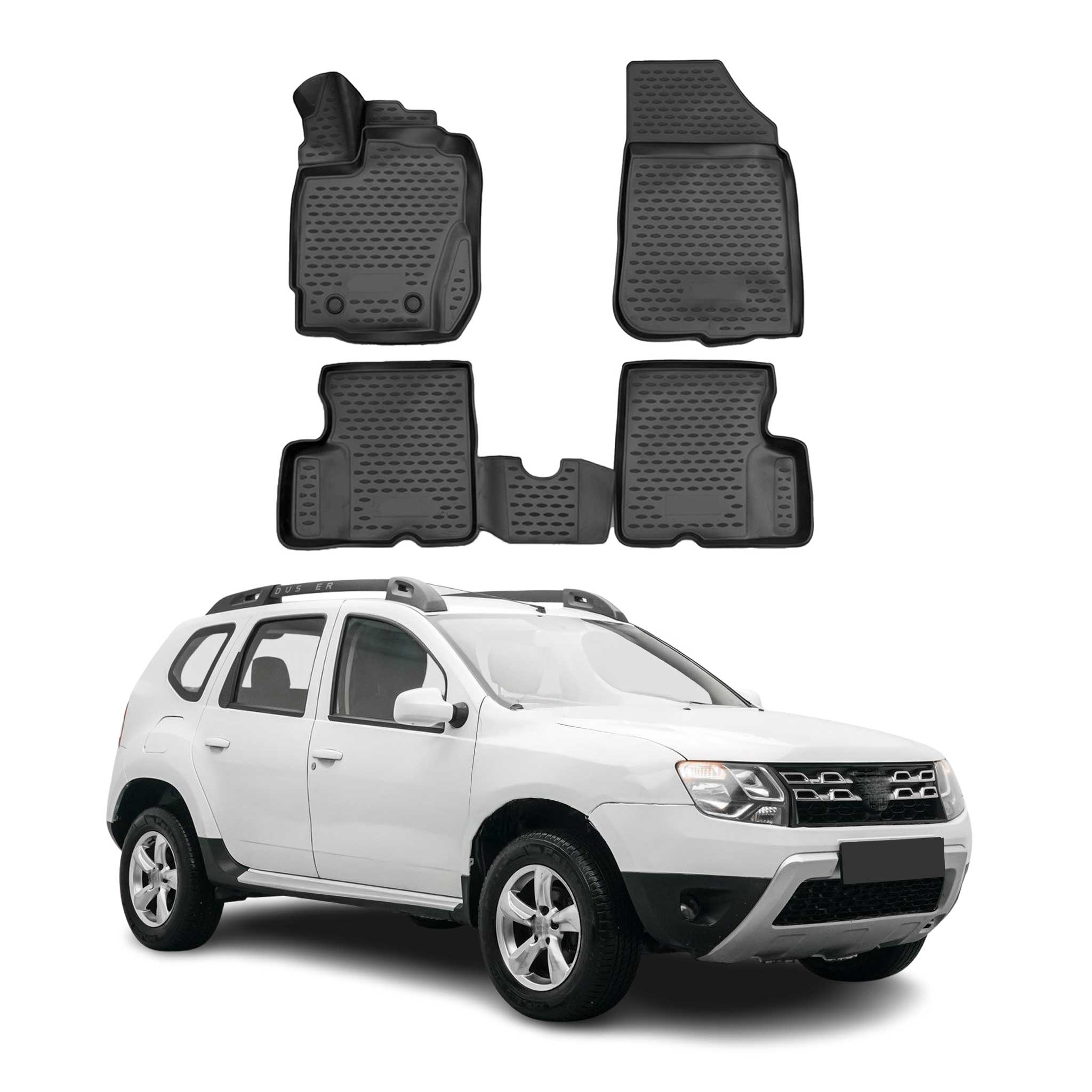 OMAC Alfombrillas De Coche para Dacia Duster 2014-2018 Negro Goma TPE 4Pza