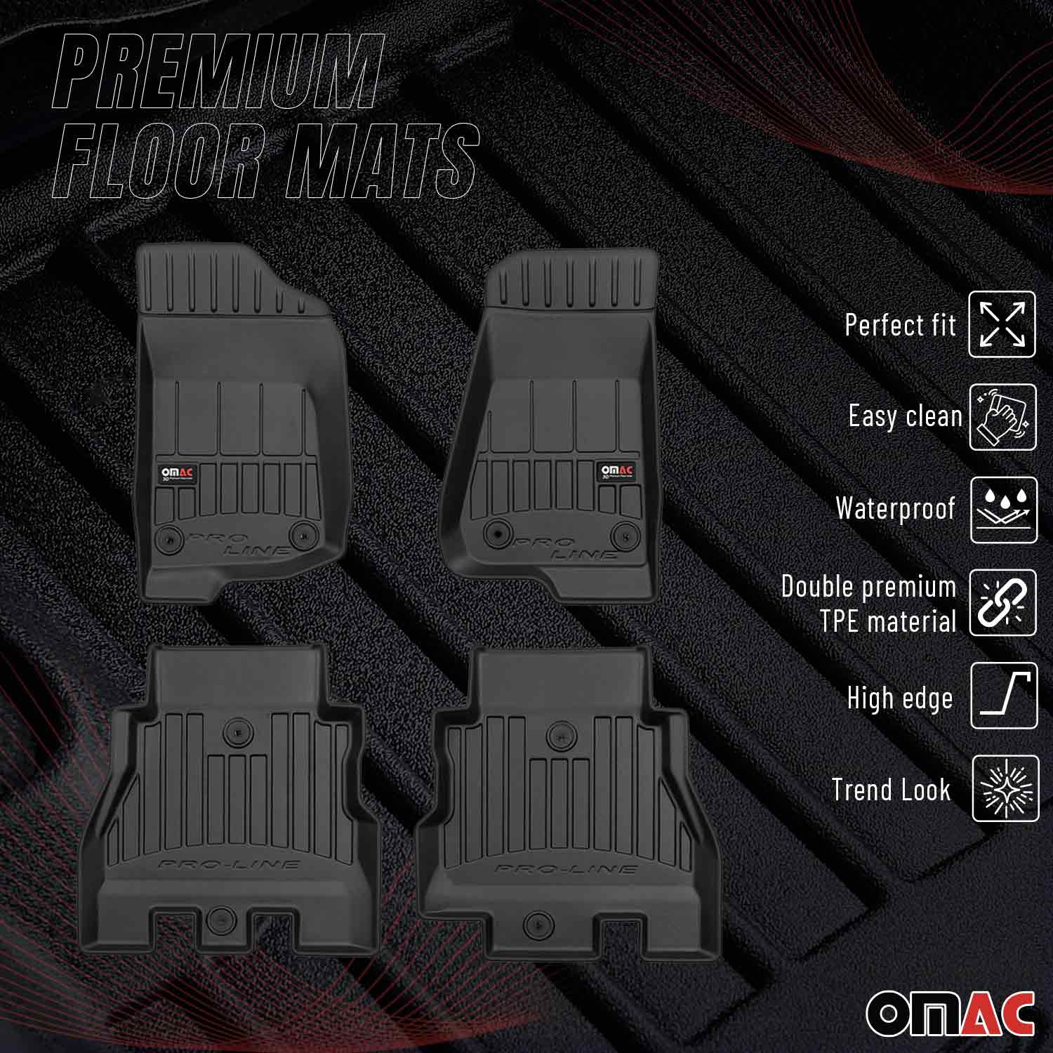 OMAC Premium Alfombrillas De Coche para Jeep Wrangler 2018-2025 TPE Goma 4x