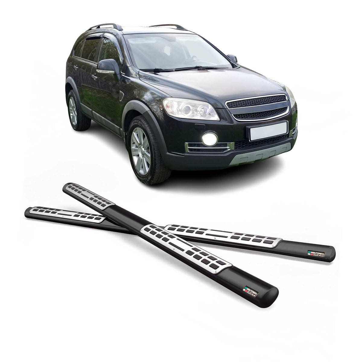 Par de Estribos Barras Laterales para Chevrolet Captiva 2006-2010 Negro Acero