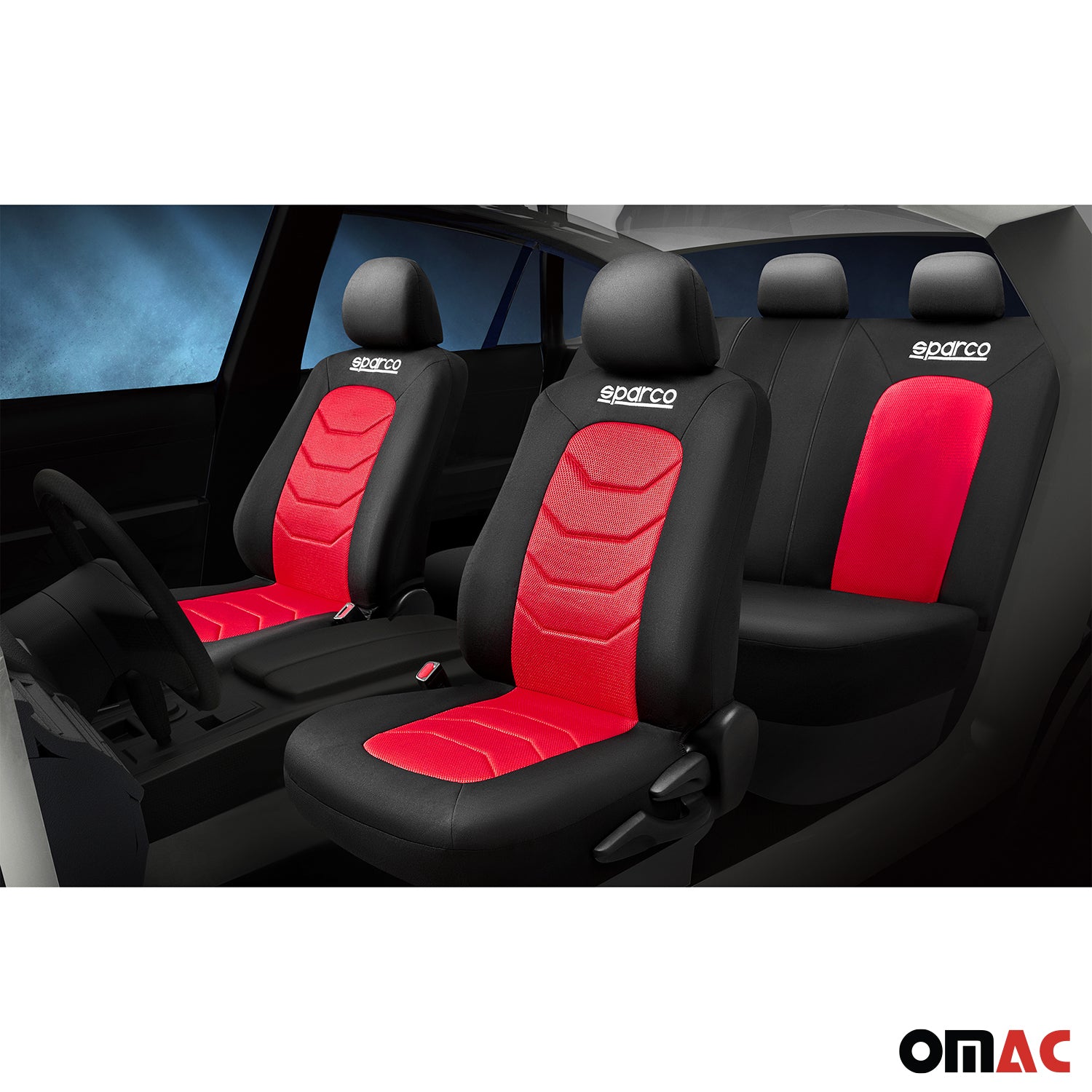 Sparco Funda de Asiento Universal Negro Rojo Poliéster Delantero Trasero