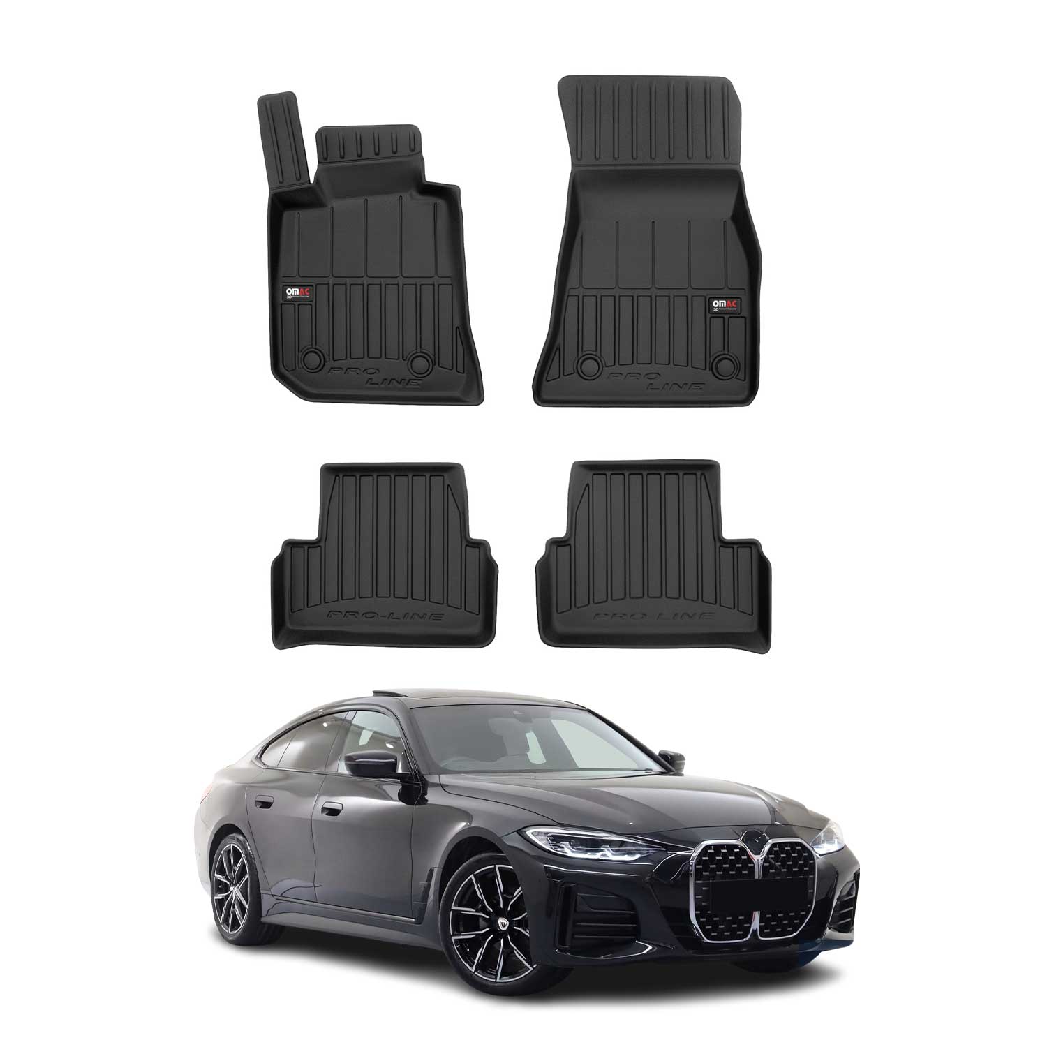 OMAC Premium Alfombrillas De Coche para BMW Serie 4 Gran Cupé 2021-25 Negro Goma