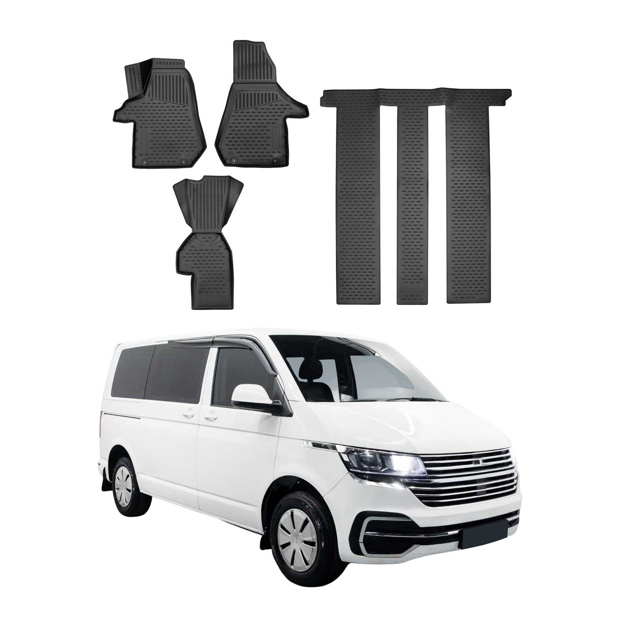 OMAC Alfombrillas De Coche para VW T6.1 Multivan 2019-2024 Negro Goma TPE 4Pza