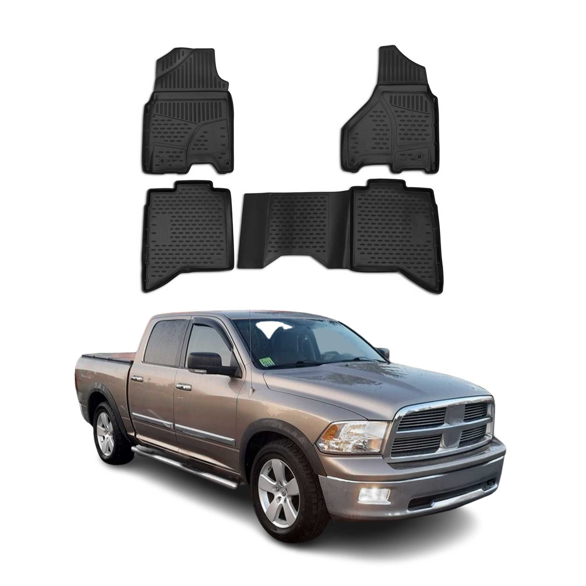 OMAC Alfombrillas De Coche para Dodge RAM Crew Cab 2017-2024 Negro Goma TPE 4Pza