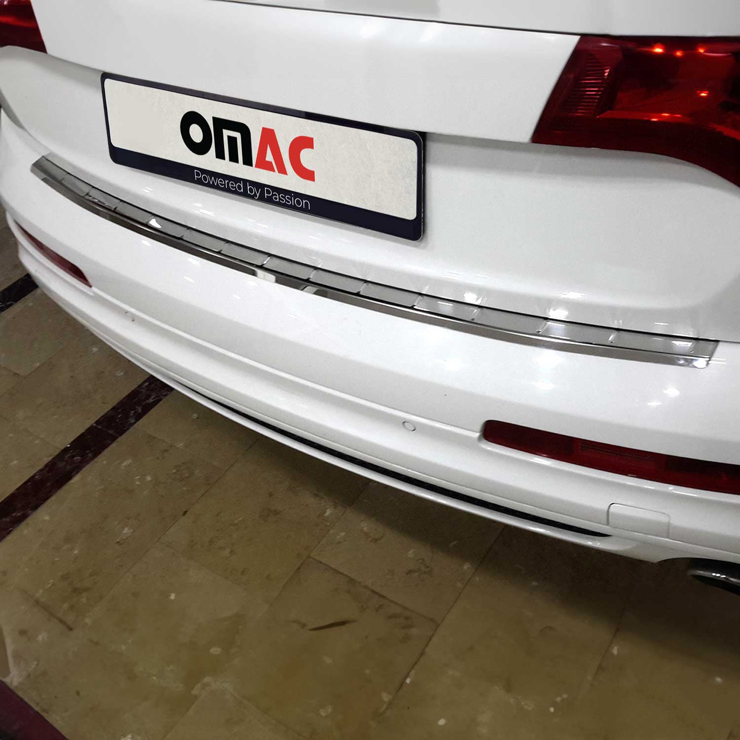 Protector de Parachoques Trasero para Audi Q7 2006-2015 Plata Brillante Acero