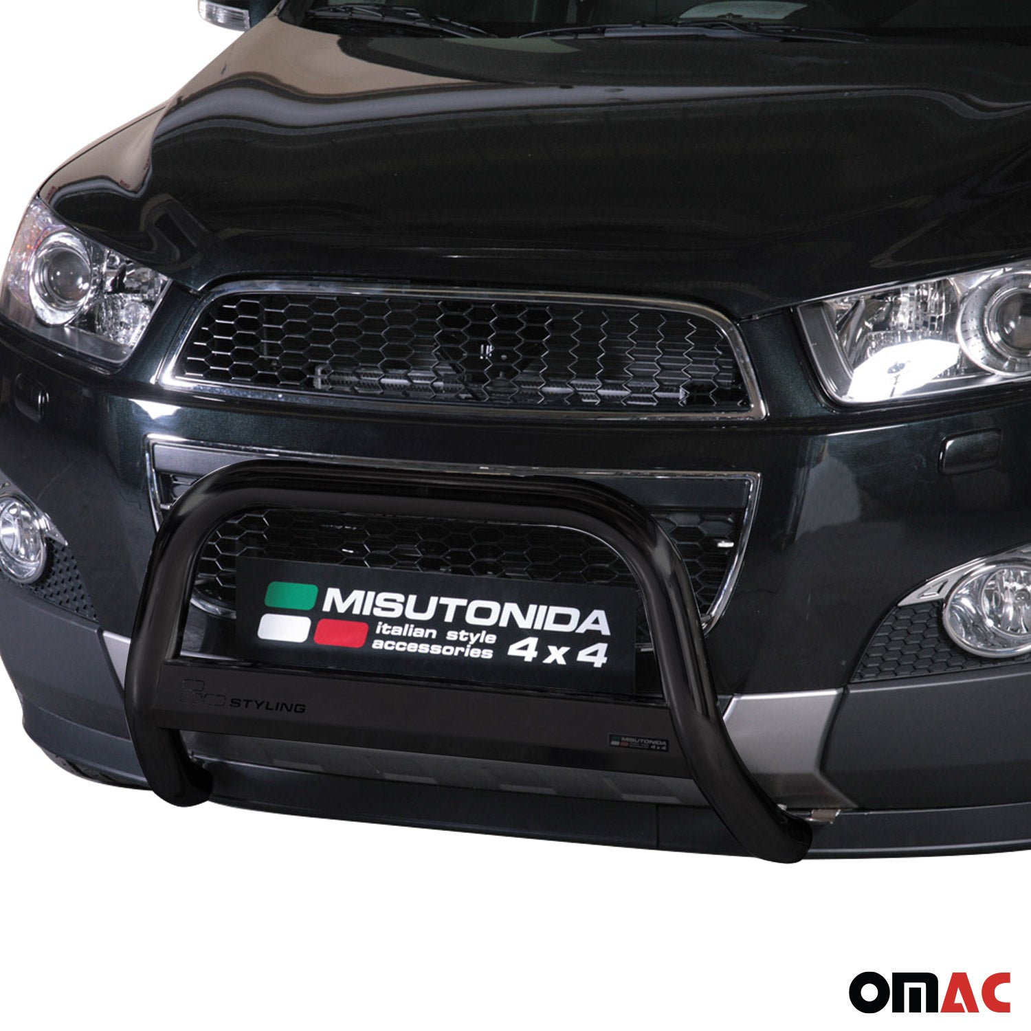 Bull Barra Frontal para Chevrolet Captiva 2011-2016 Negro Brillante Acero 1Pza