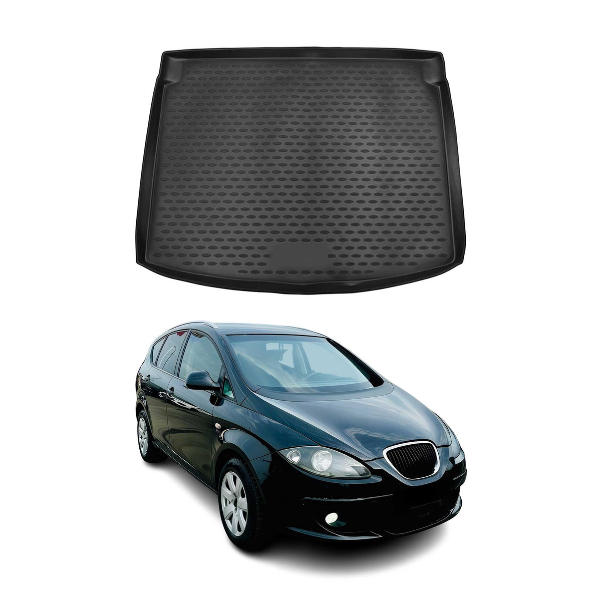 OMAC Bandeja Maletero Alfombrilla para Seat Altea 2004-2009 Negro Goma TPE 1Pza