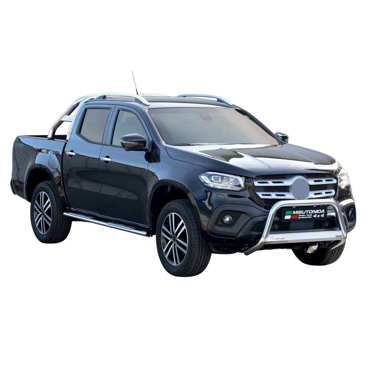 Par de Estribos Barras Laterales para Mercedes X Class 2017-2020 Plata Acero 2x