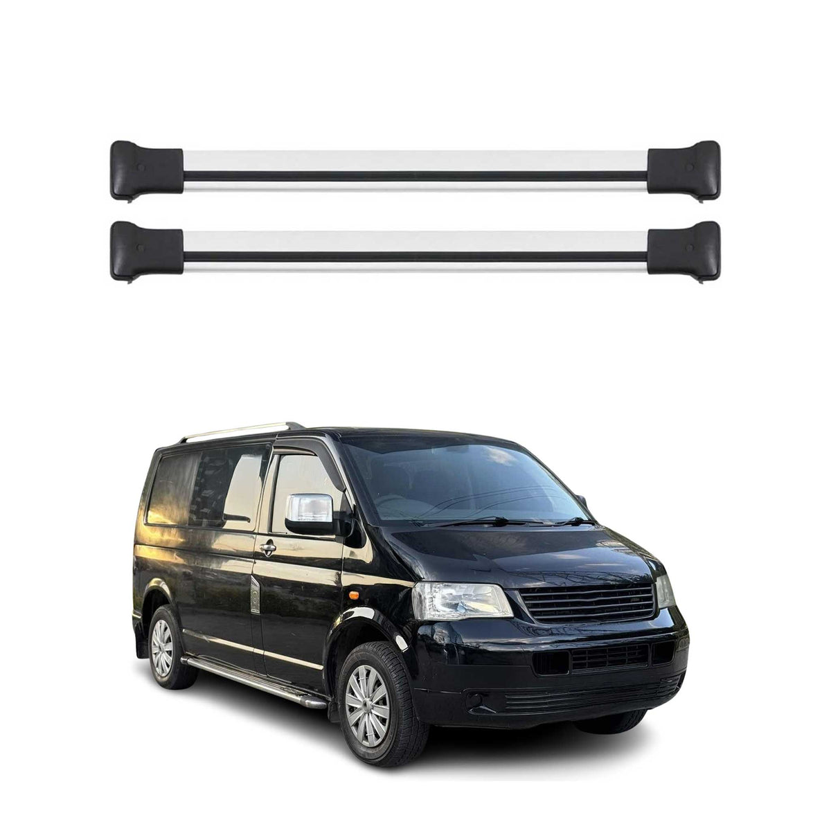 Barras Techo Baca para VW Transporter T5 Multivan 2003-2015 Gris Aluminio 2Pza