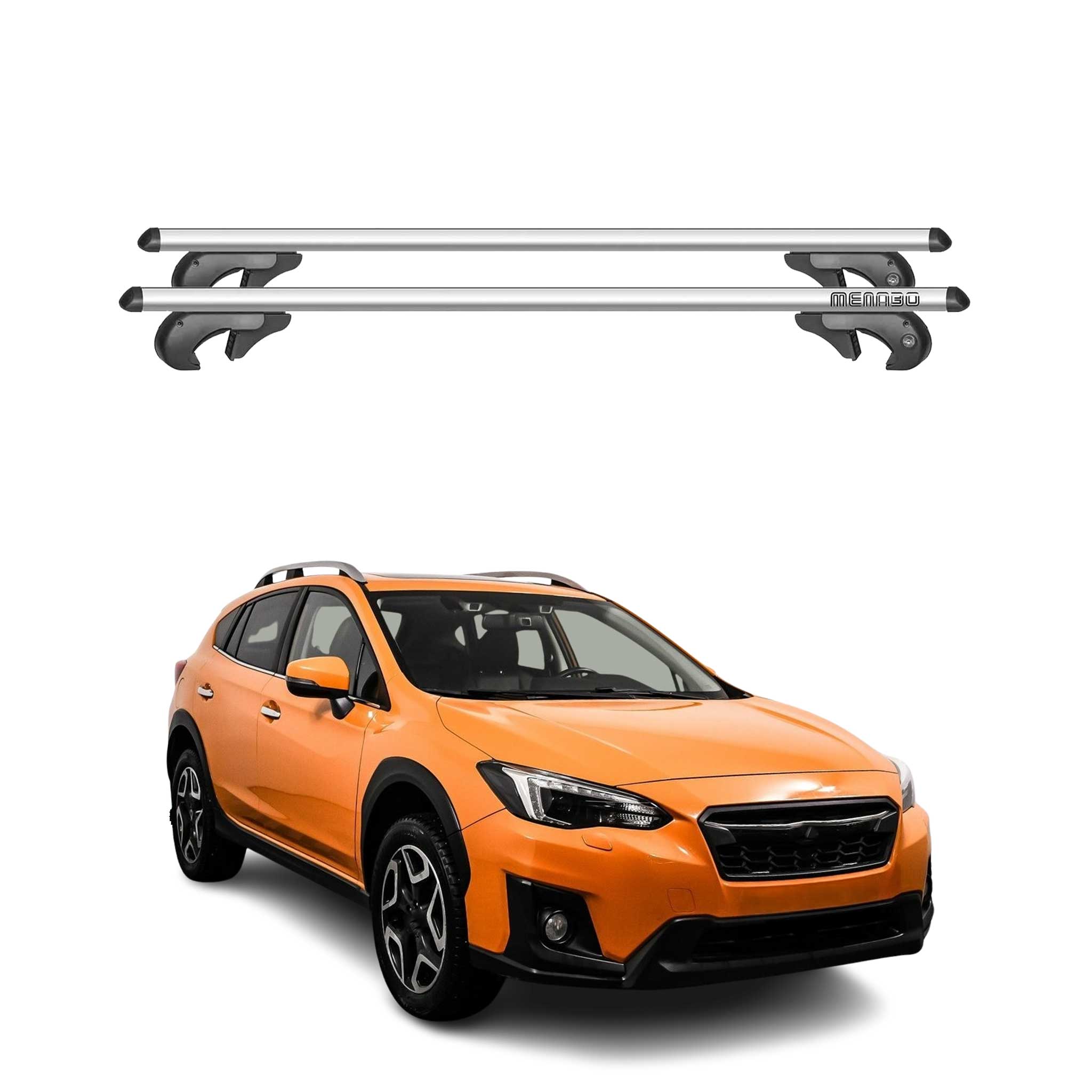 Menabo Barras de Techo Coche Barra para Subaru XV 2011-2018 Gris Aluminio 2Pza