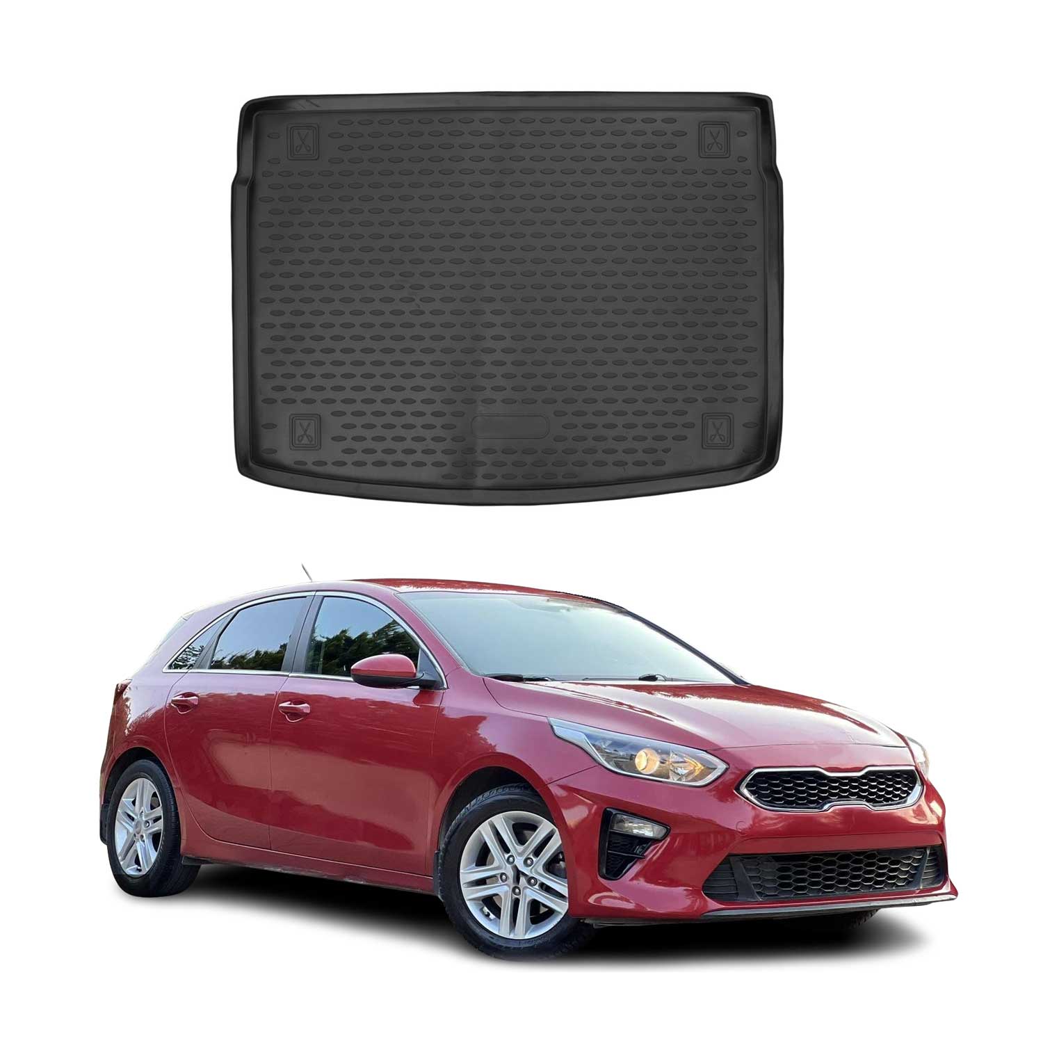 OMAC Bandeja Maletero Alfombrilla para Kia Ceed 2018-2021 Negro Goma TPE 1Pza