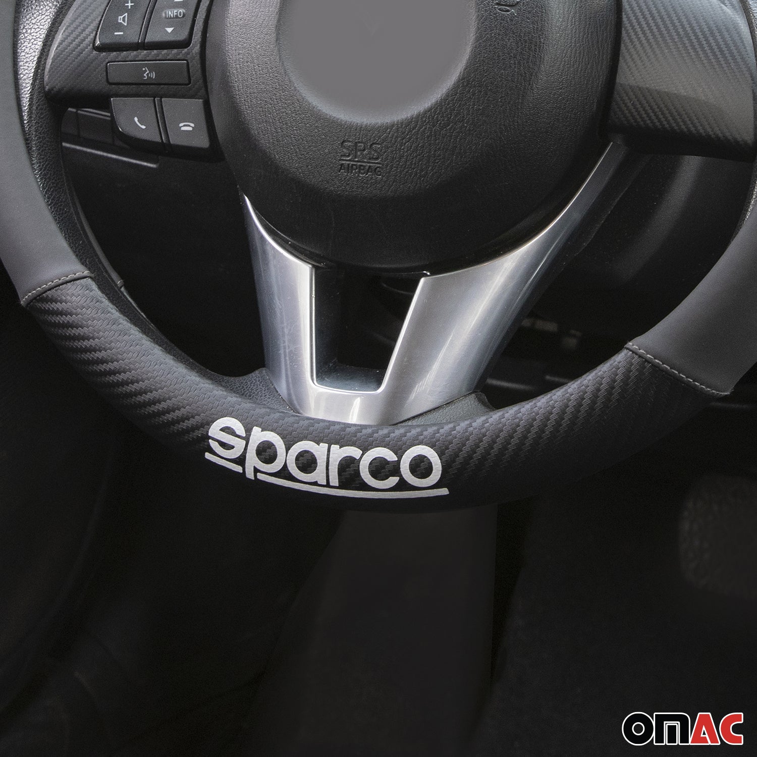 Sparco Cubierta de Para Volante de Automóvil Universal ø37-38cm Gris Negro Goma