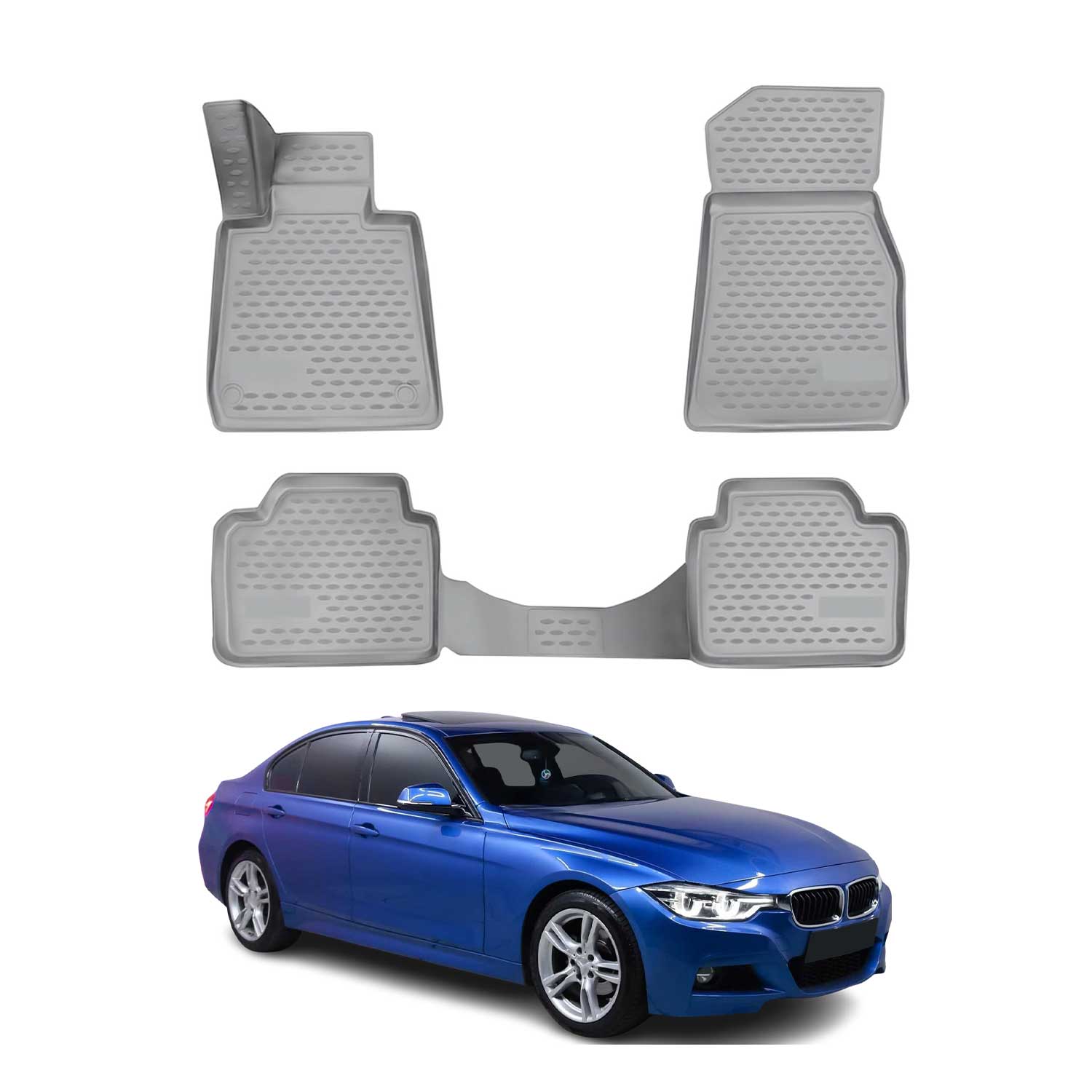 OMAC Alfombrillas Coche para BMW 3er F30 2012-2019 Gris Goma 4x