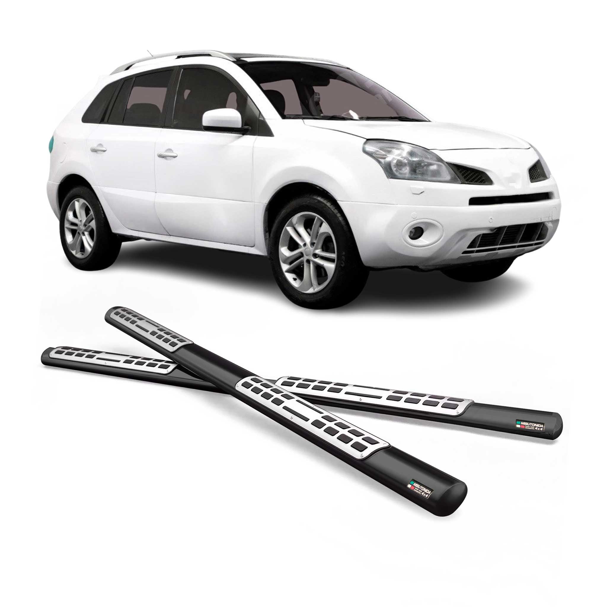 Par de Estribos Barras Laterales para Renault Koleos 2008-2011 Negro Acero