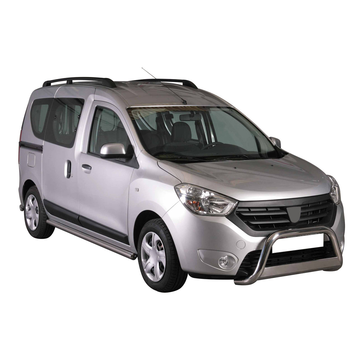 Bull Barra Frontal para Dacia Dokker 2012-2017 Plata Brillante Acero 1Pza