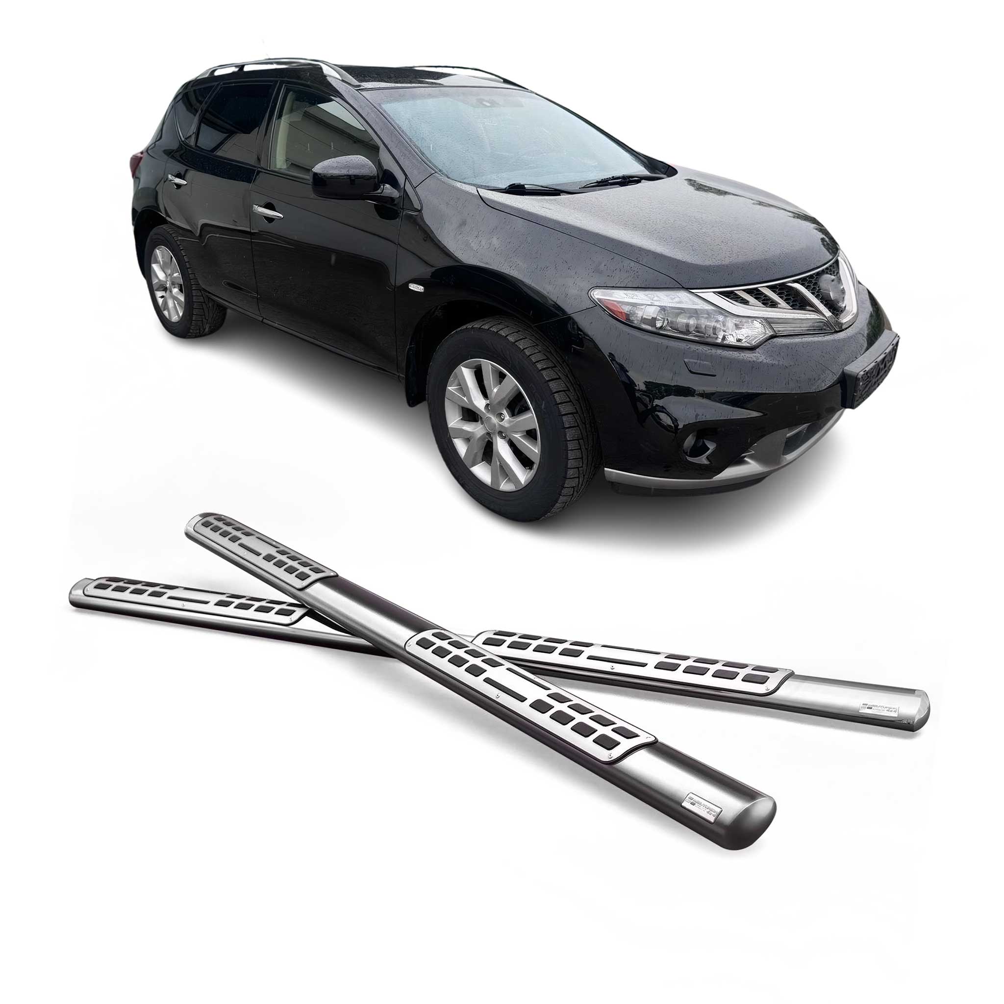 Par de Estribos Barras Laterales para Nissan Murano 2008-2014 Plata Acero 2x