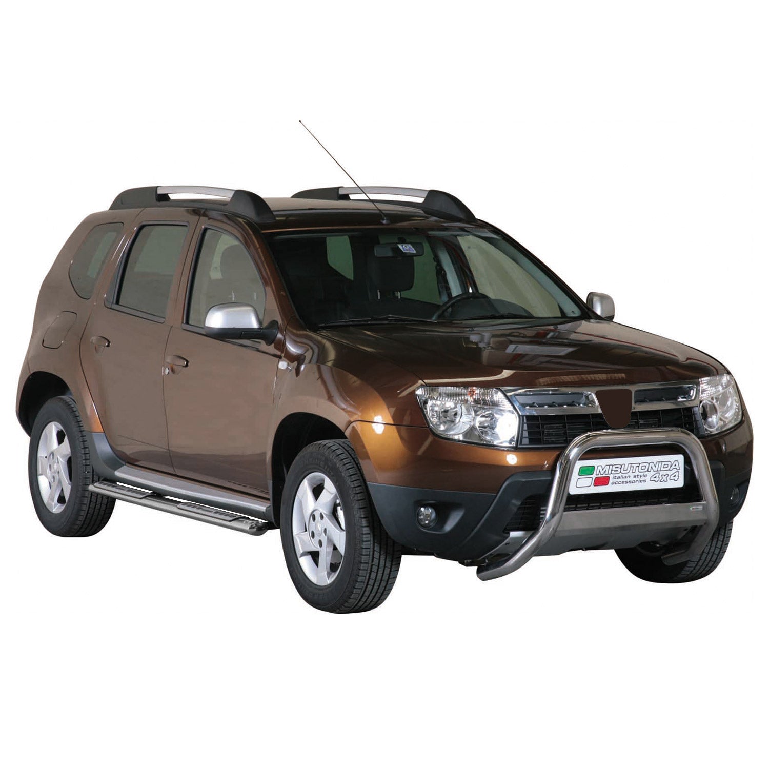 Par de Estribos Barras Laterales para Dacia Duster 2010-2017 Plata Acero 2x