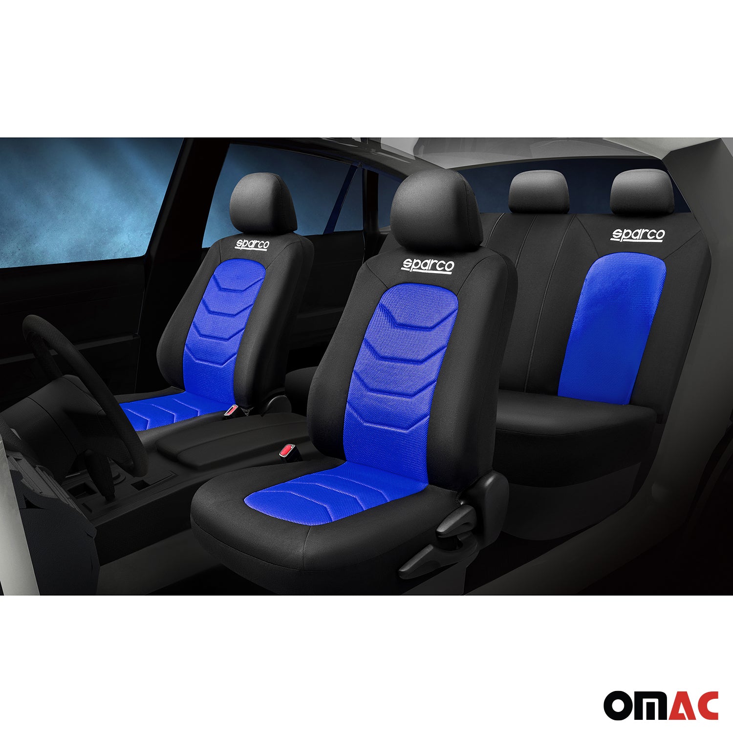 Sparco Funda de Asiento Universal Negro Azul delanteros traseros