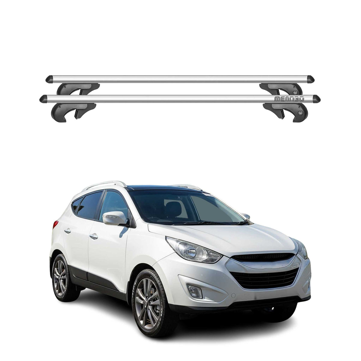 Menabo Barras de Techo Baca para Hyundai ix35 2010-2015 Gris Aluminio 2Pza