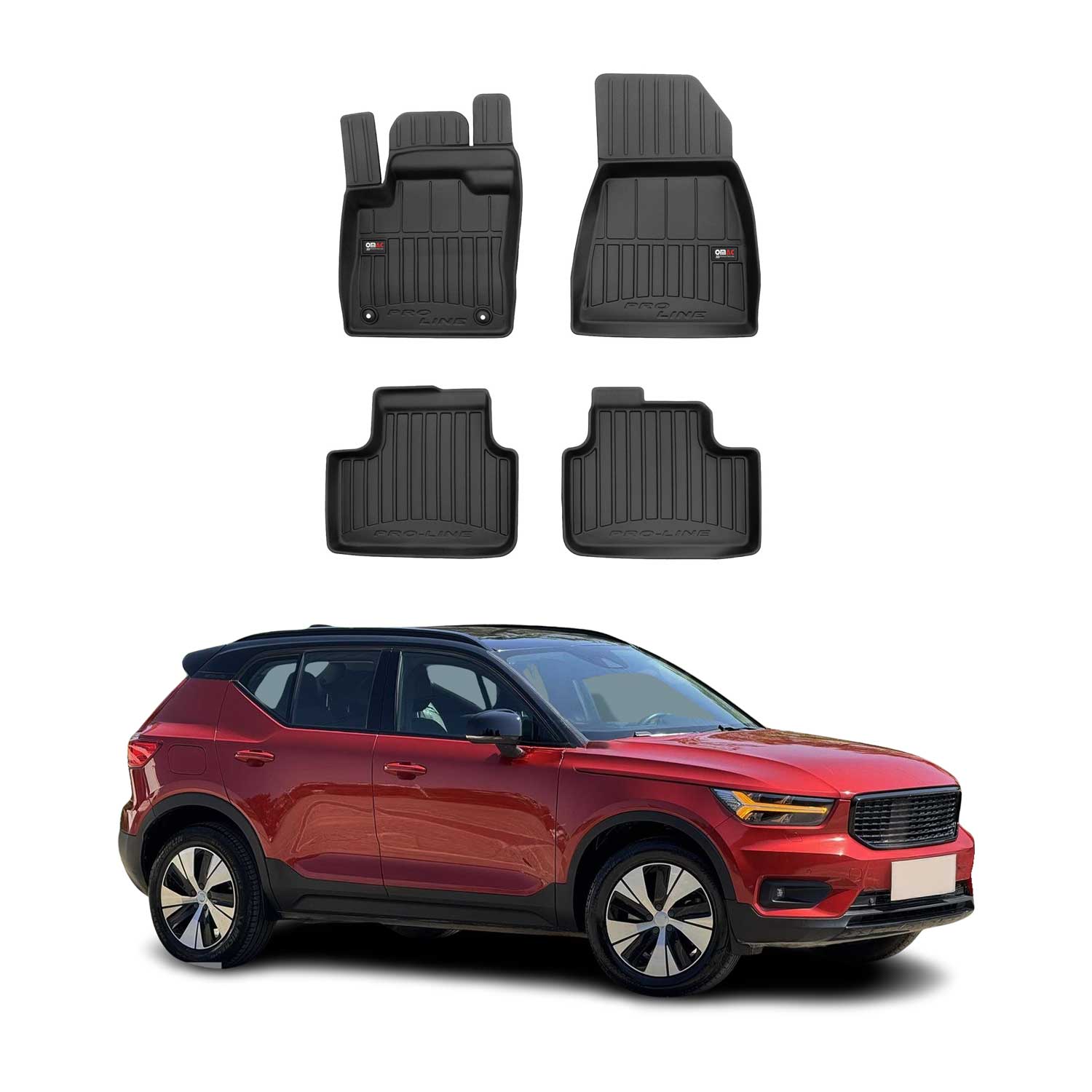 OMAC Premium Alfombrillas De Coche para Volvo XC40 Recharge 2020-2025 Goma 4x