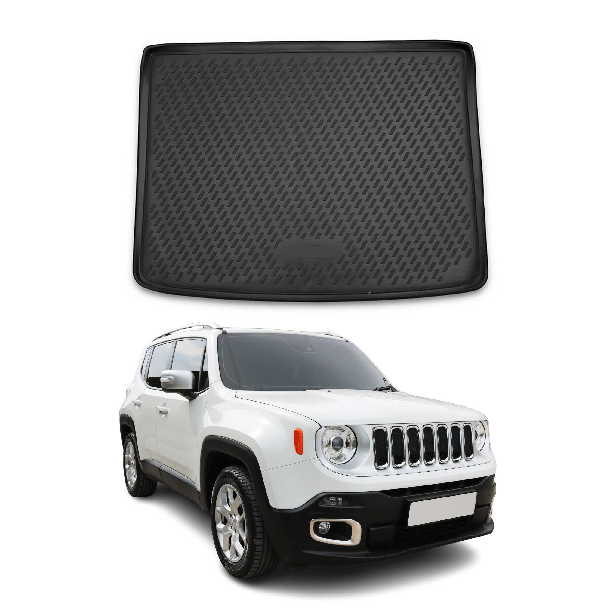 OMAC Bandeja Maletero Alfombrilla para Jeep Renegade 2014-2024 Negro Goma TPE