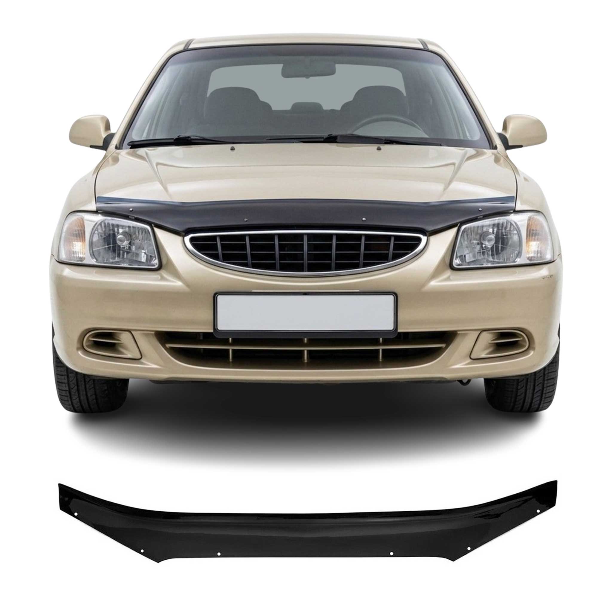 Deflector de Capó para Hyundai Accent 2000-2012 Oscuro Brillante Acrílico