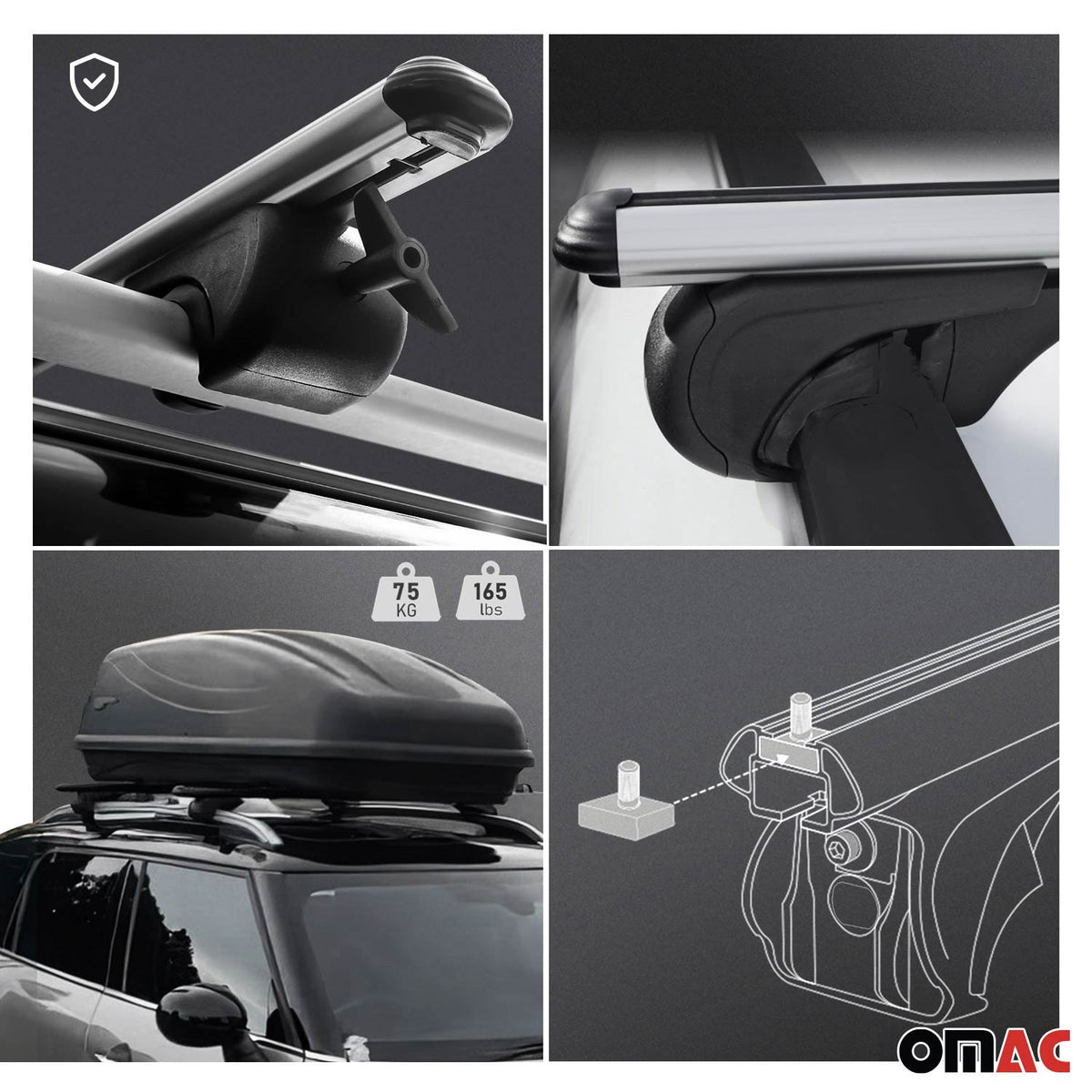 Rieles&Barras de Techo Coche para VW Caddy Maxi 2003-2015 Largo Plata Alu 4Pza