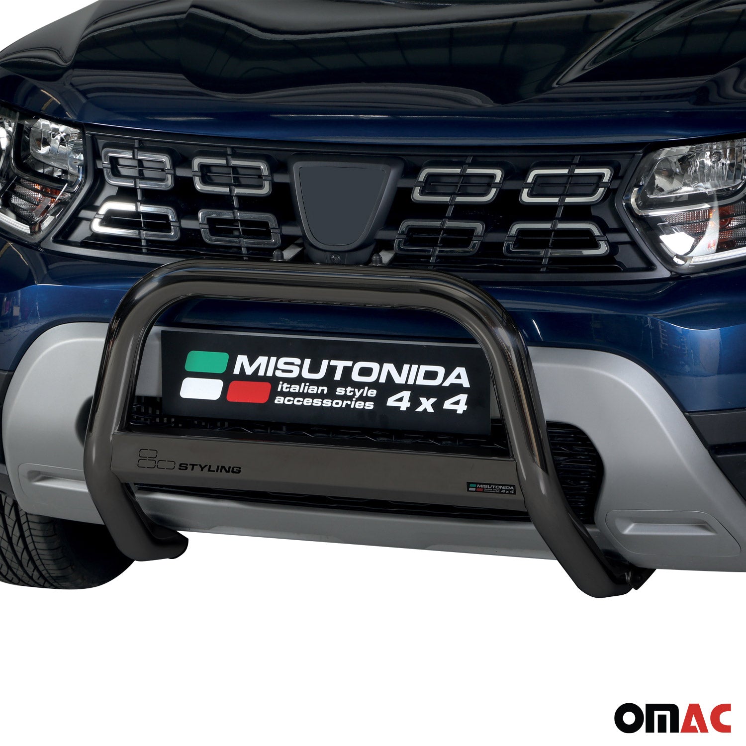 Bull Barra Frontal para Dacia Duster 2018-2020 Negro Brillante Acero 1Pza
