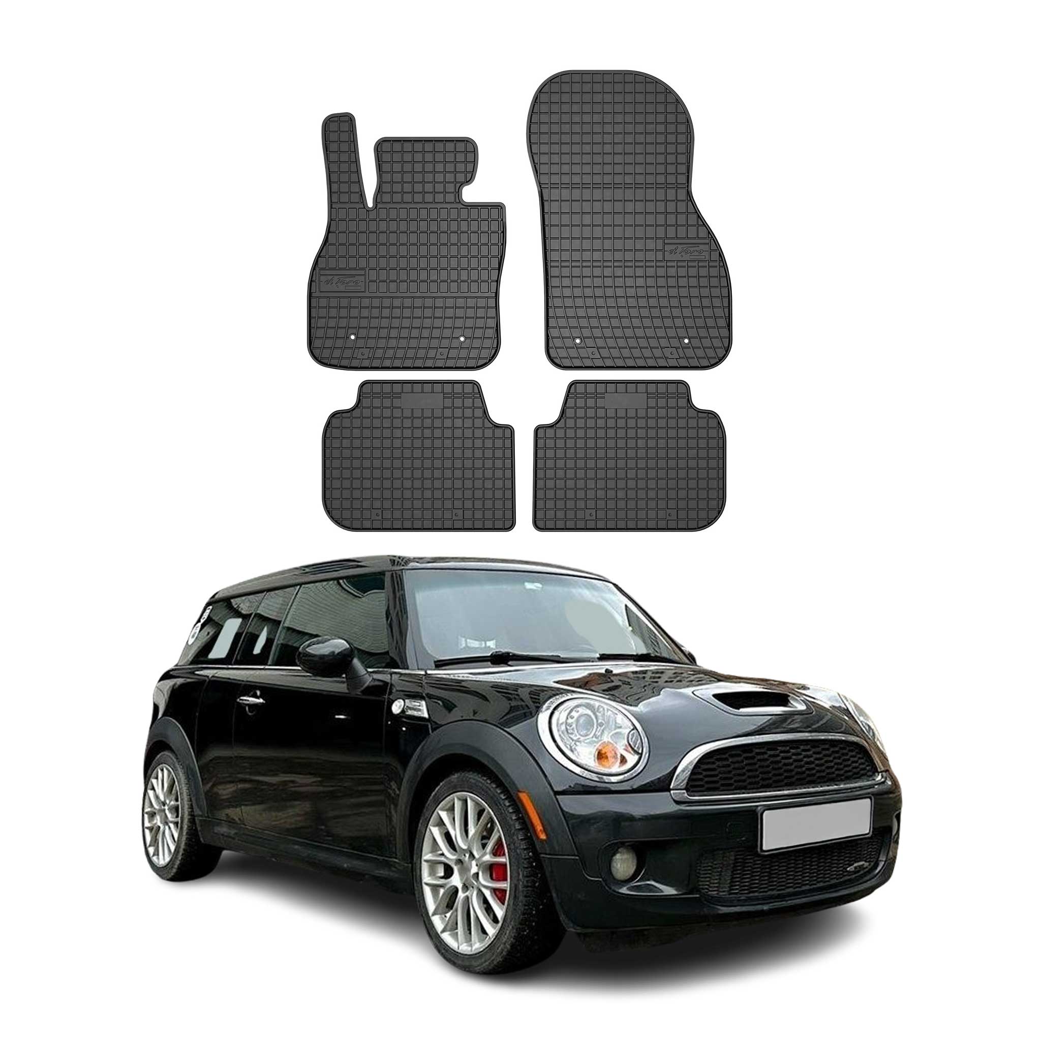 OMAC Alfombrillas De Coche para Mini Clubman 2007-2014 Negro Goma 4Pza
