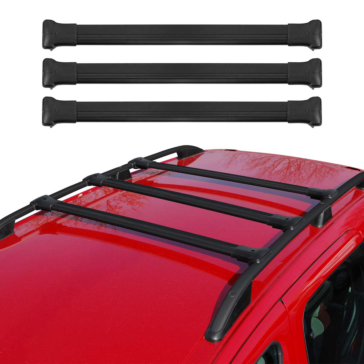 Barras de Techo para VW T5 T6 Transporter Multivan Caravelle 2003-2024 Negro 3x